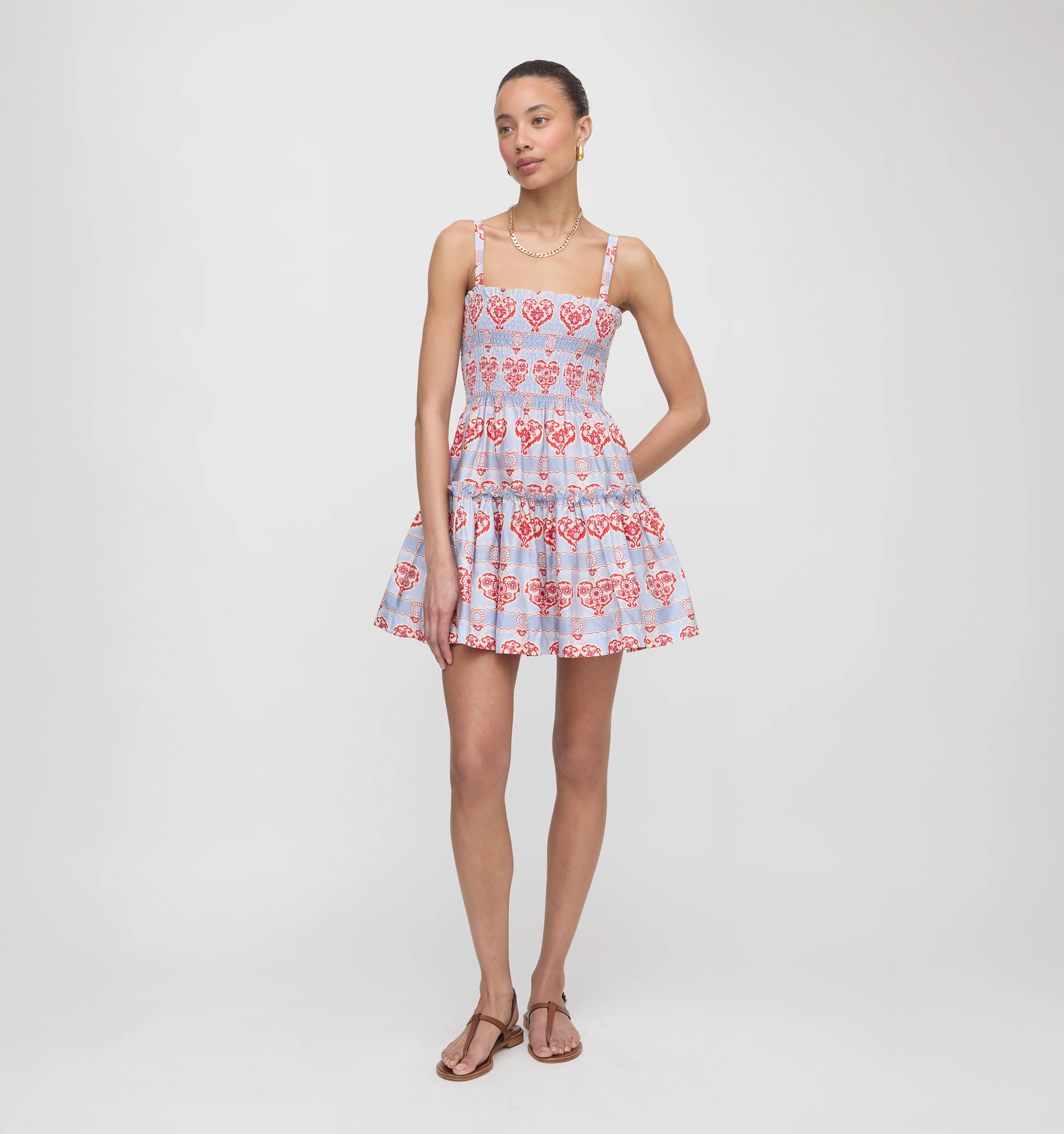 The Seraphina Mini Nap Dress - Poppy Damask Stripe