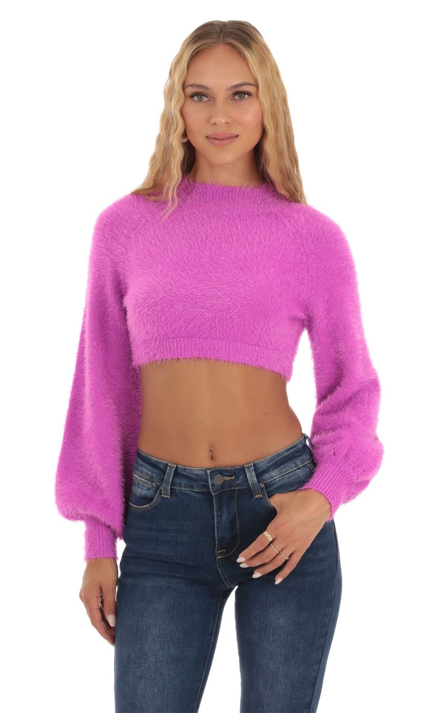 Knit Mock Neck Jumper in Magenta