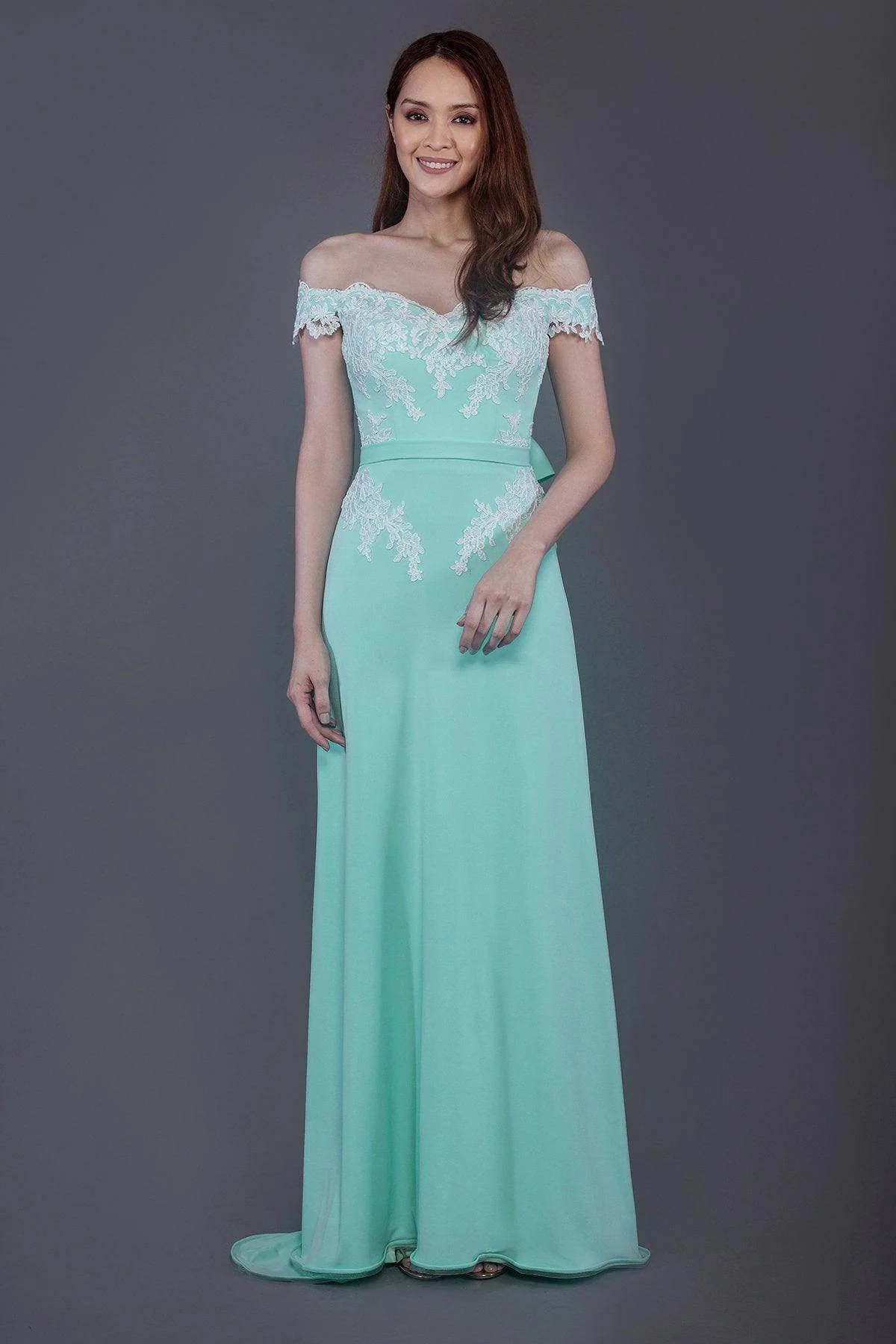 Sheath Sweep Train Knitted Fabric Bridesmaid Dress PR3561