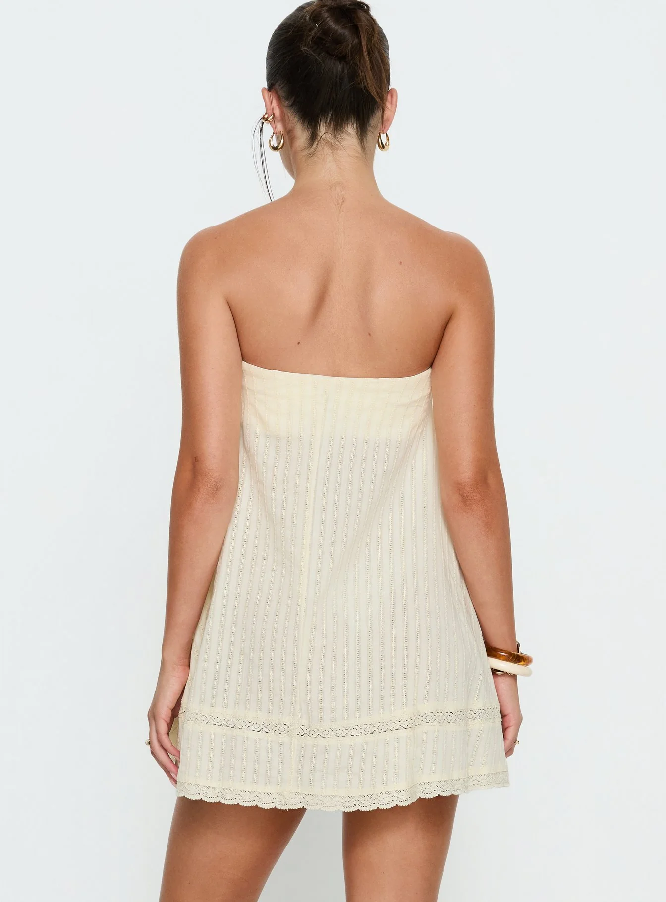 Gypsea Strapless Swing Mini Dress Butter Yellow