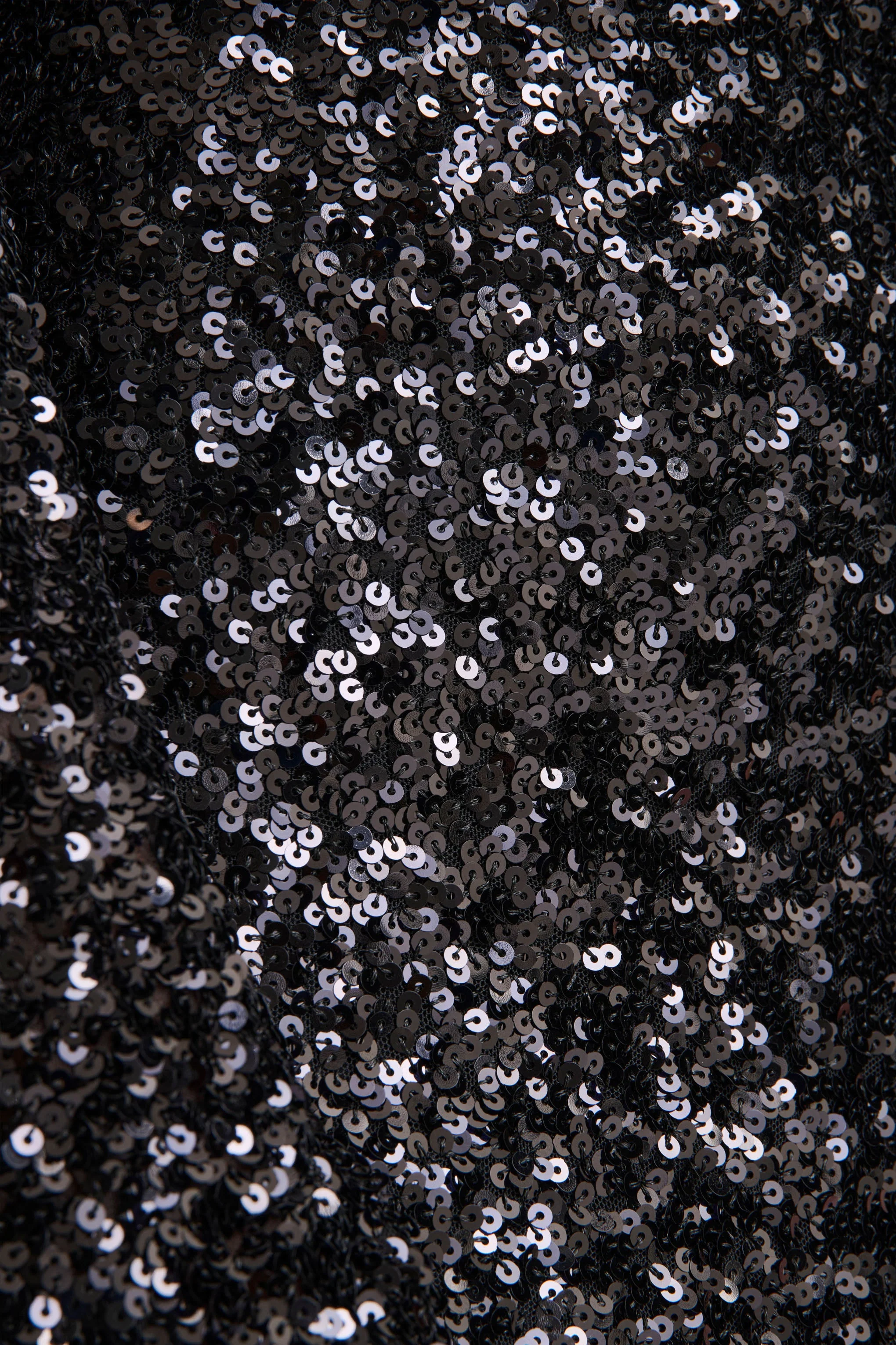 Romea | Black Sequin High-Neck Maxi Dress With Cape Sleeves