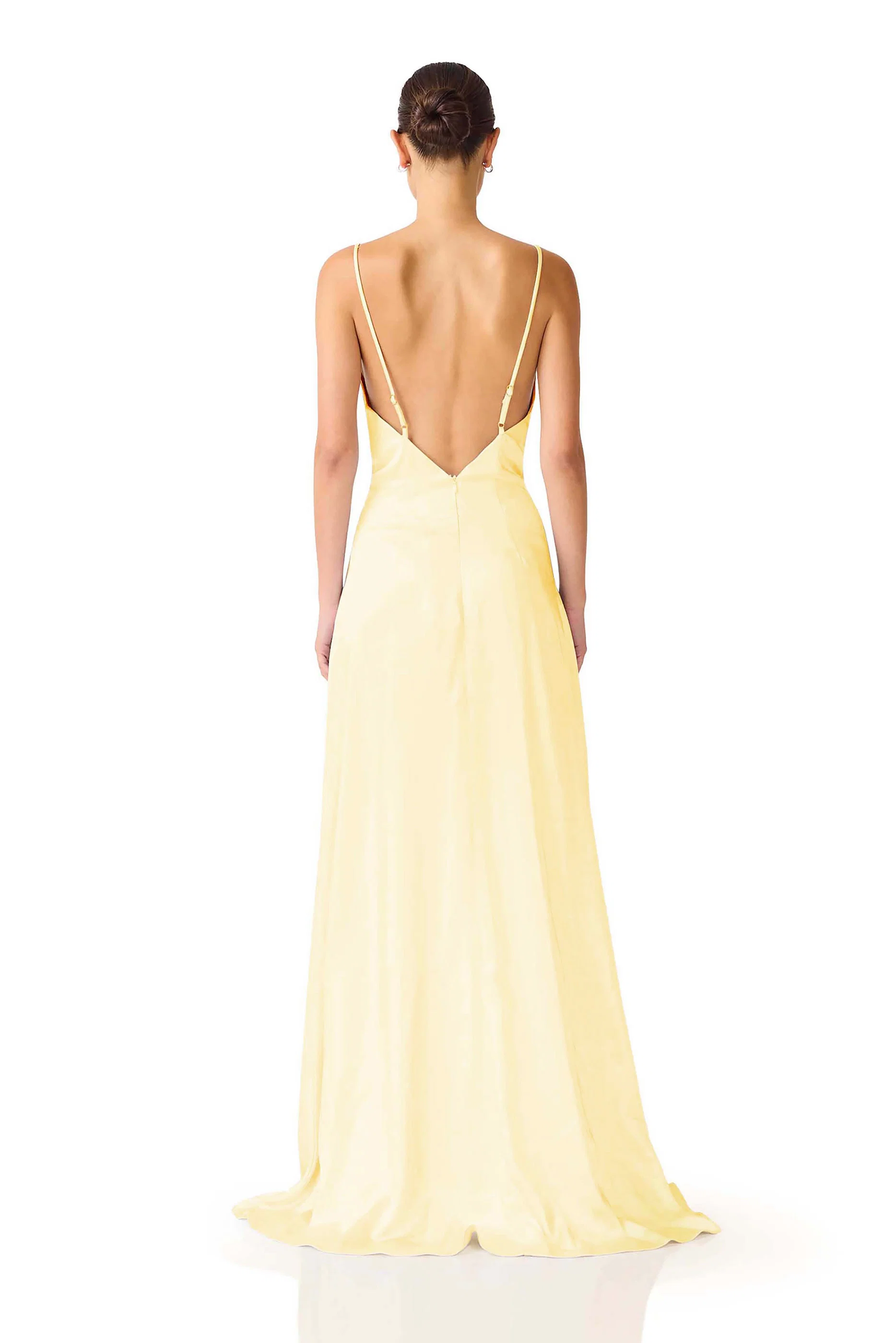 Clementine Cowl Neck Gown in Butter Yellow