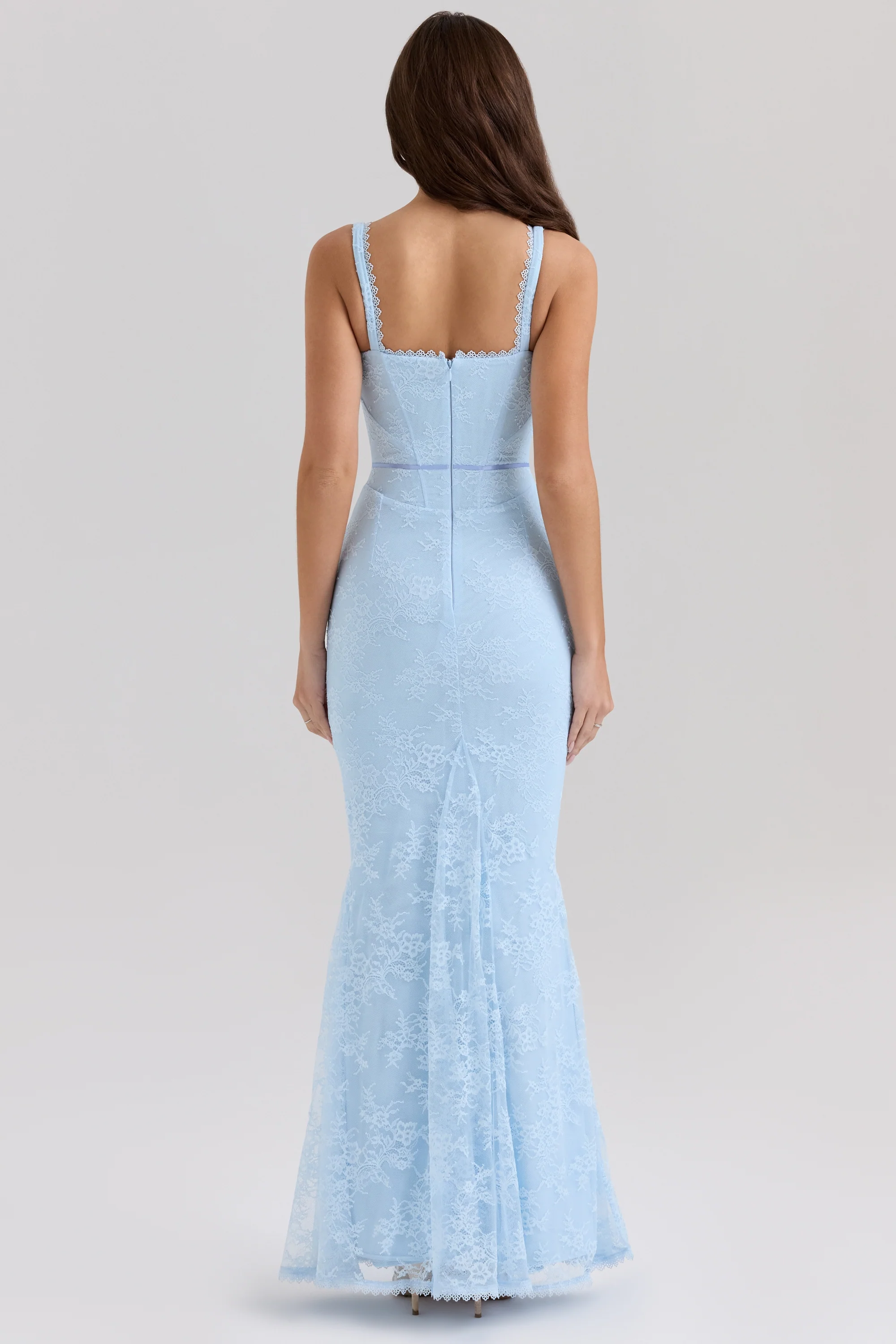 blue lace godet maxi dress - luluinthesky
