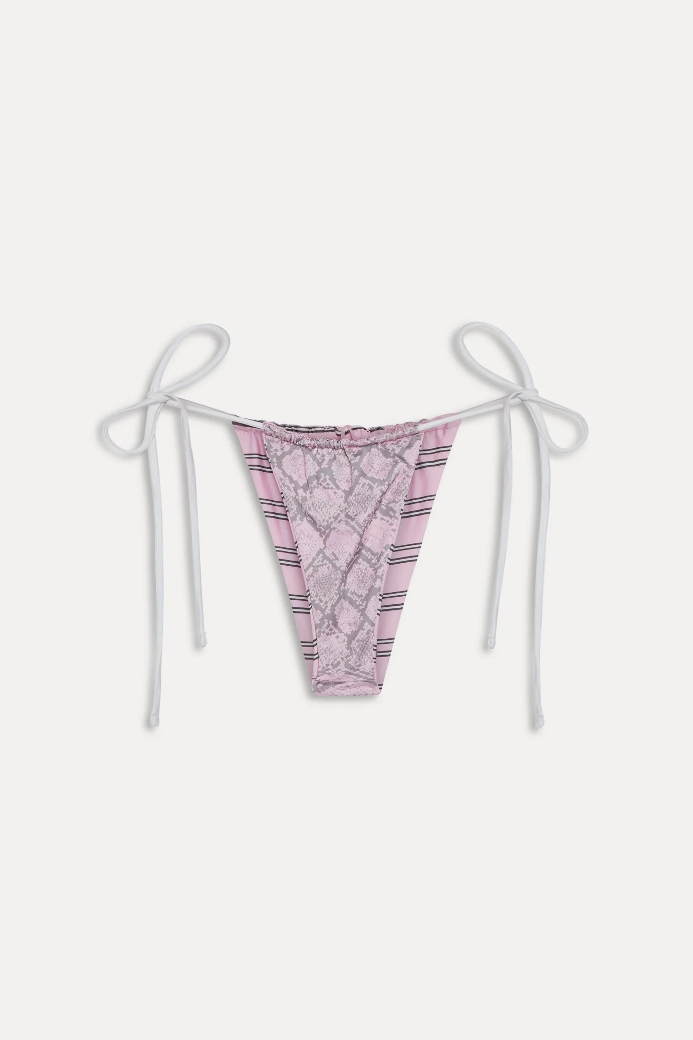 Tia Reversible Satin Bikini Bottom - Pink Stripe