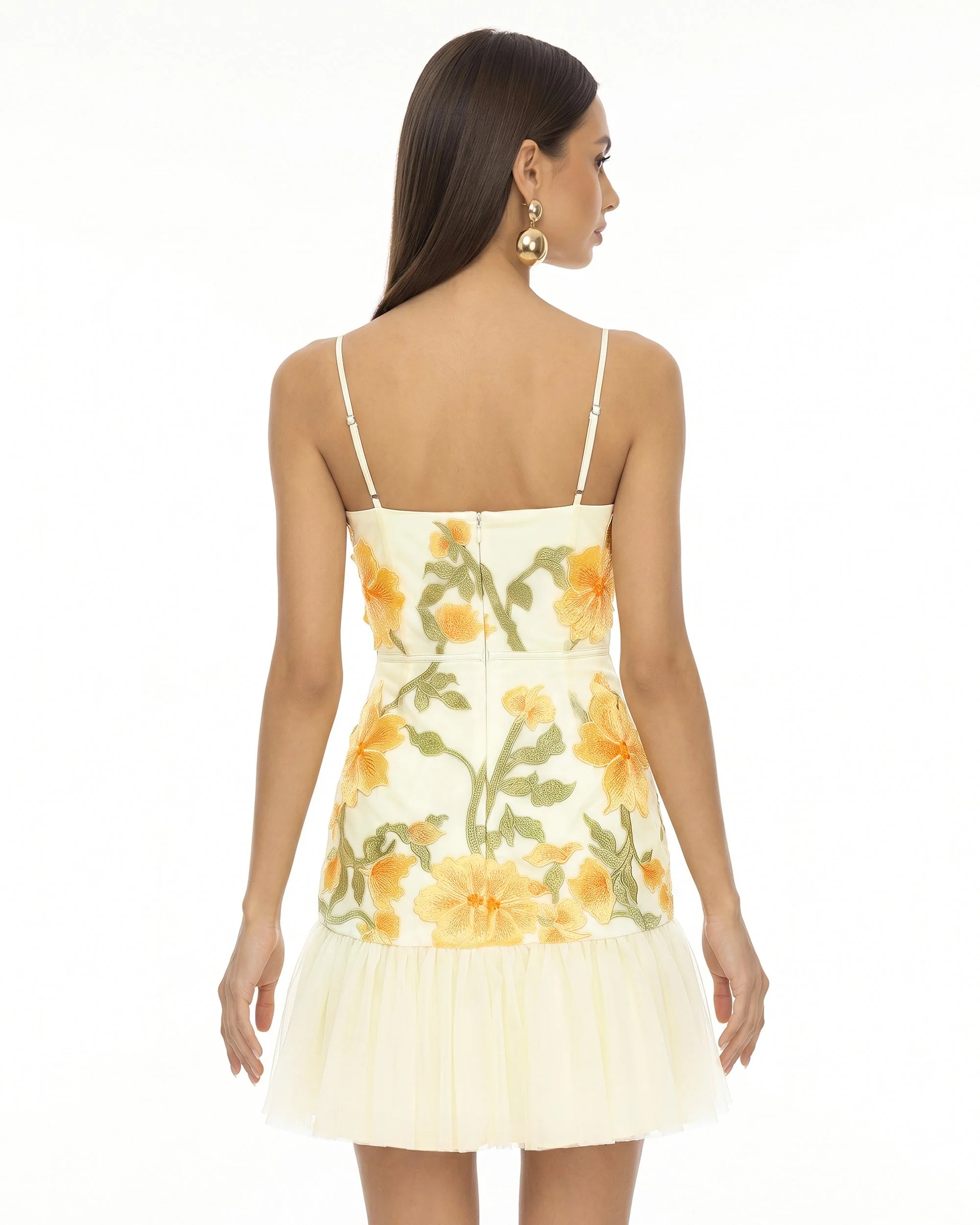 Floral Sling Mini Dress - Marigold
