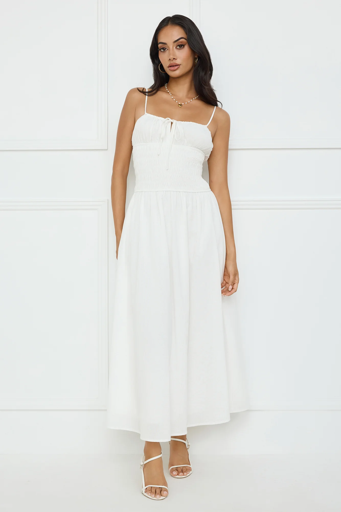 Starfall Garden Linen Blend Maxi Dress White - luluinthesky