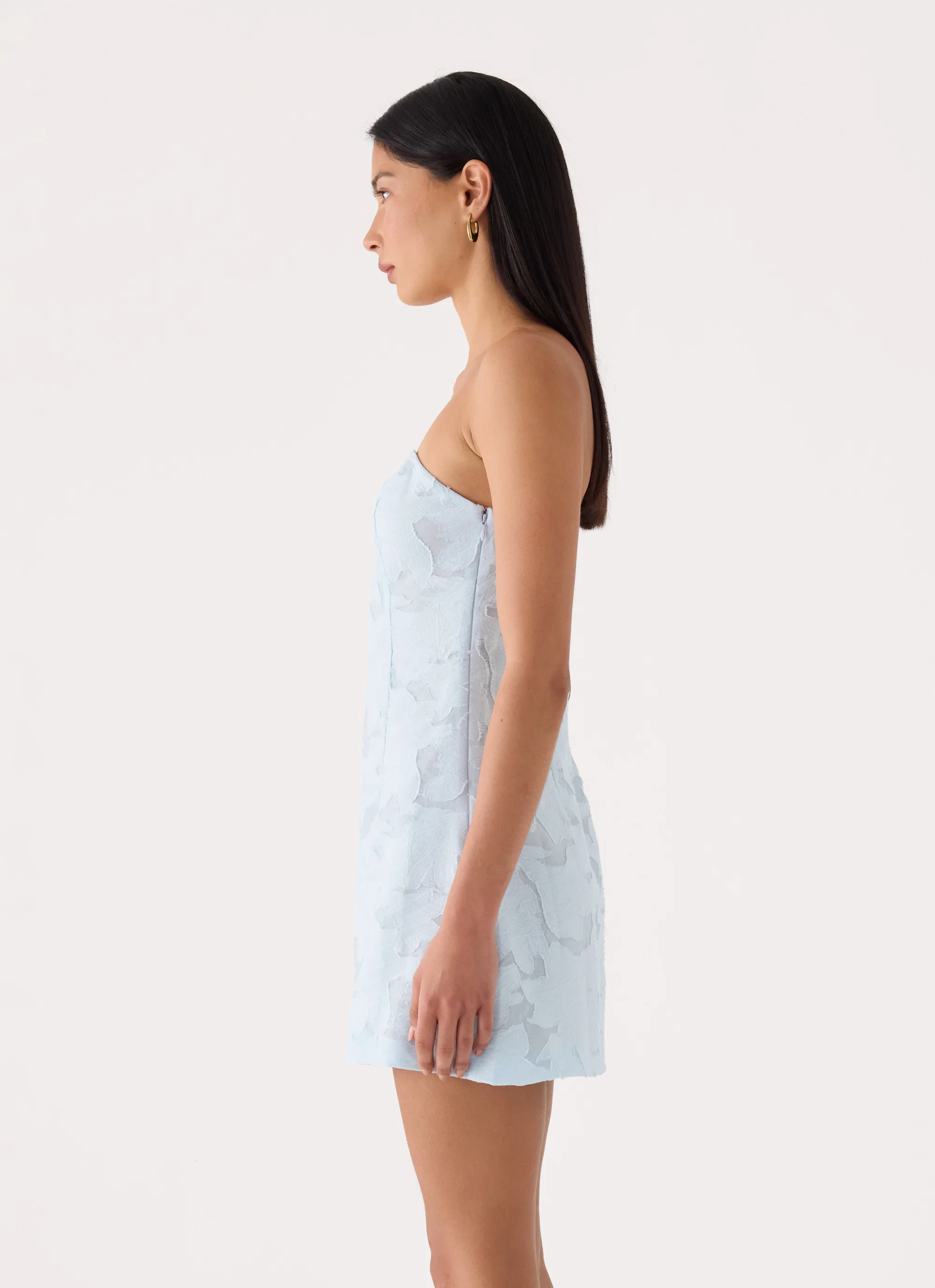 Della Lace Strapless Mini Dress - Blue - FASHION NOB