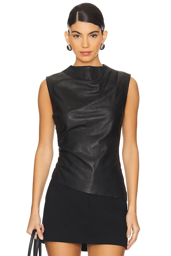 Leather Ruched Top