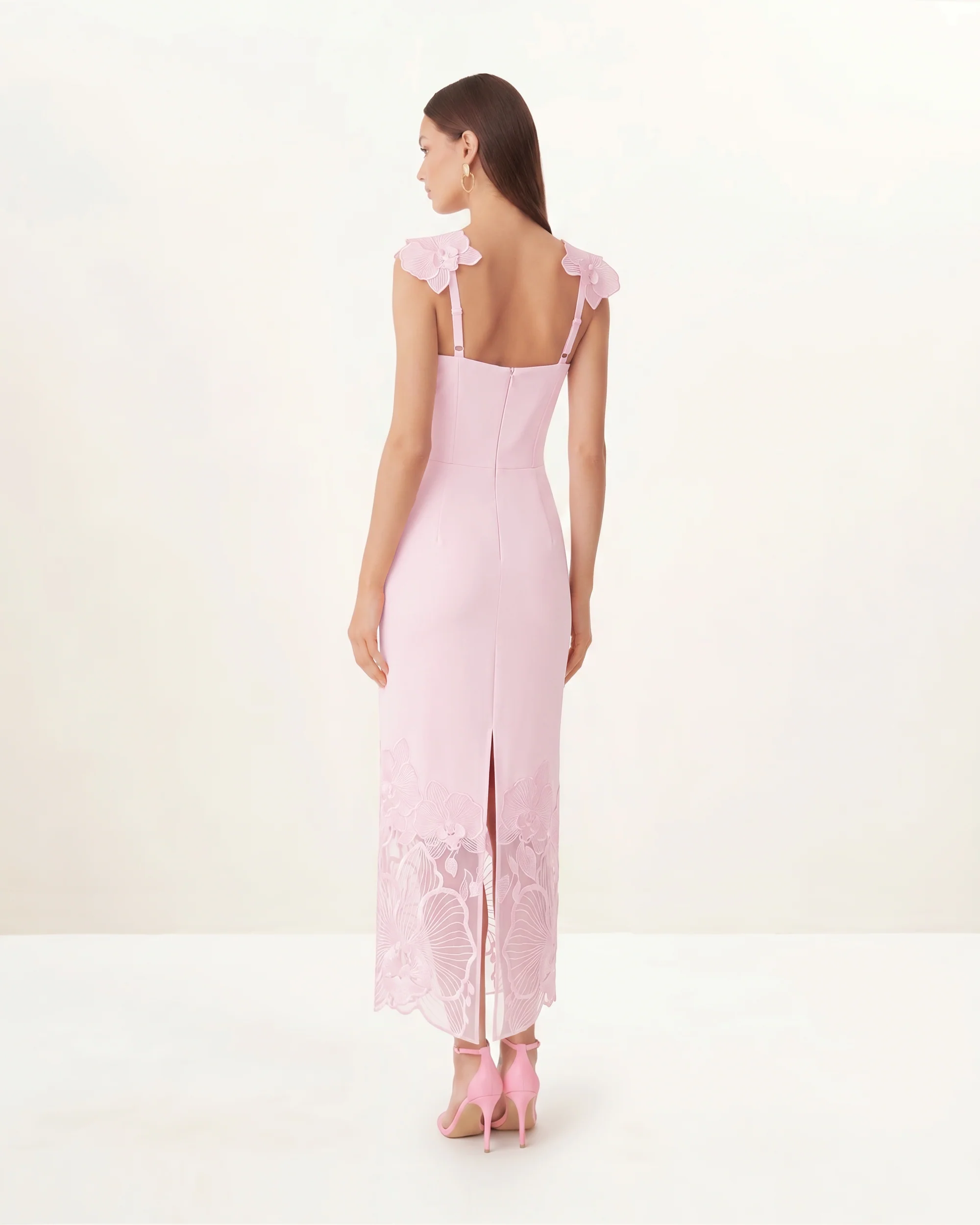 Orchid Embroidered Corset Dress - Dusty Rose - FASHION NOB