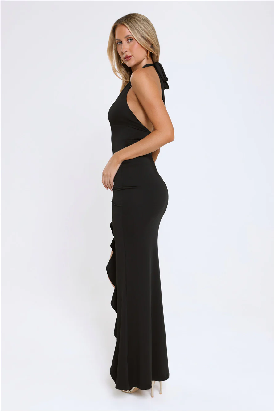 Opulent Dreams Halter Maxi Dress Black