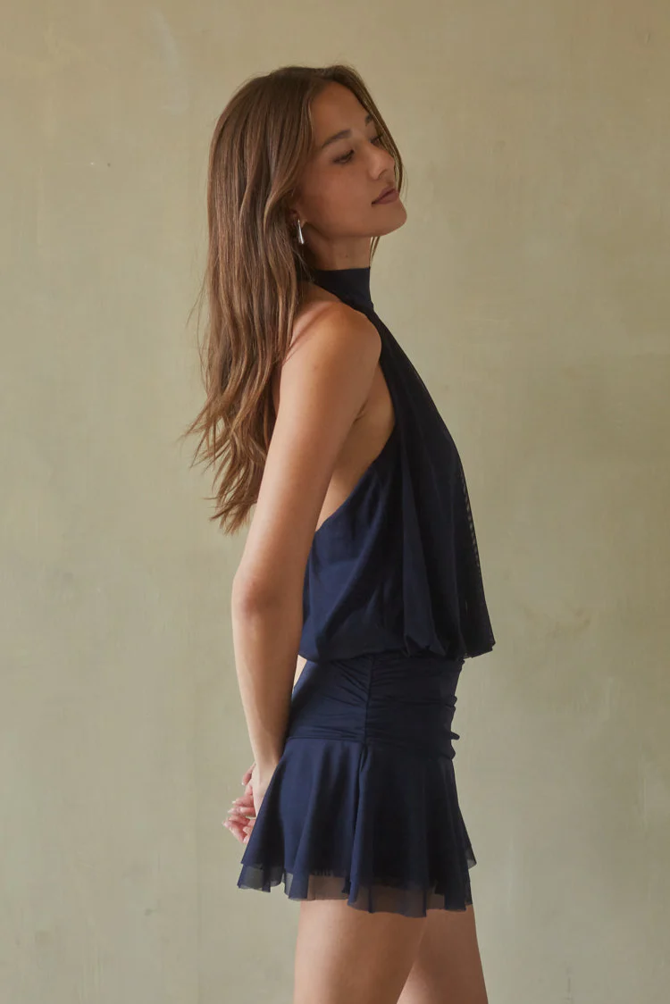 Journi High Neck Mesh Mini Dress - luluinthesky