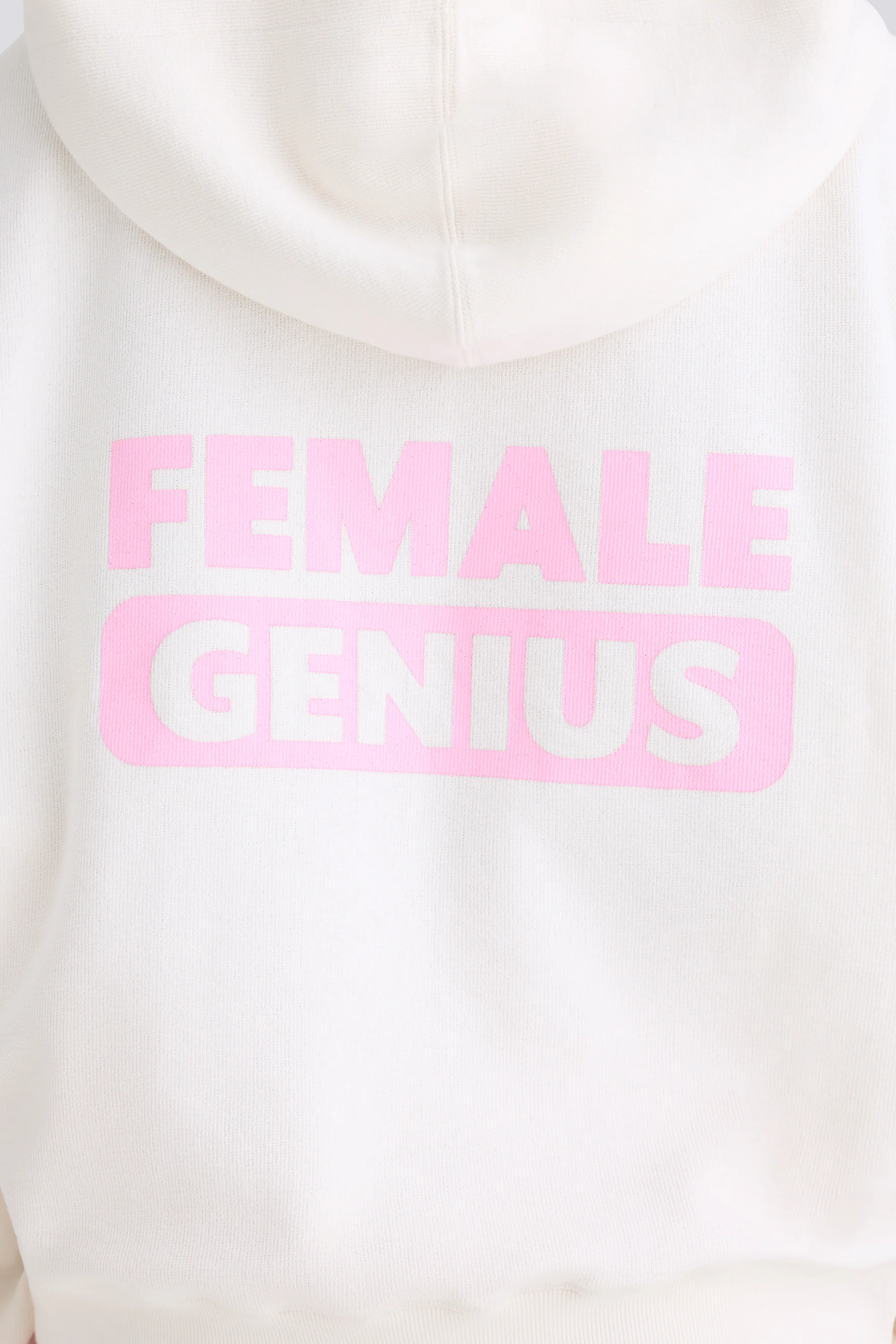 Textured Cotton Jersey Graphic Print Hoodie in White