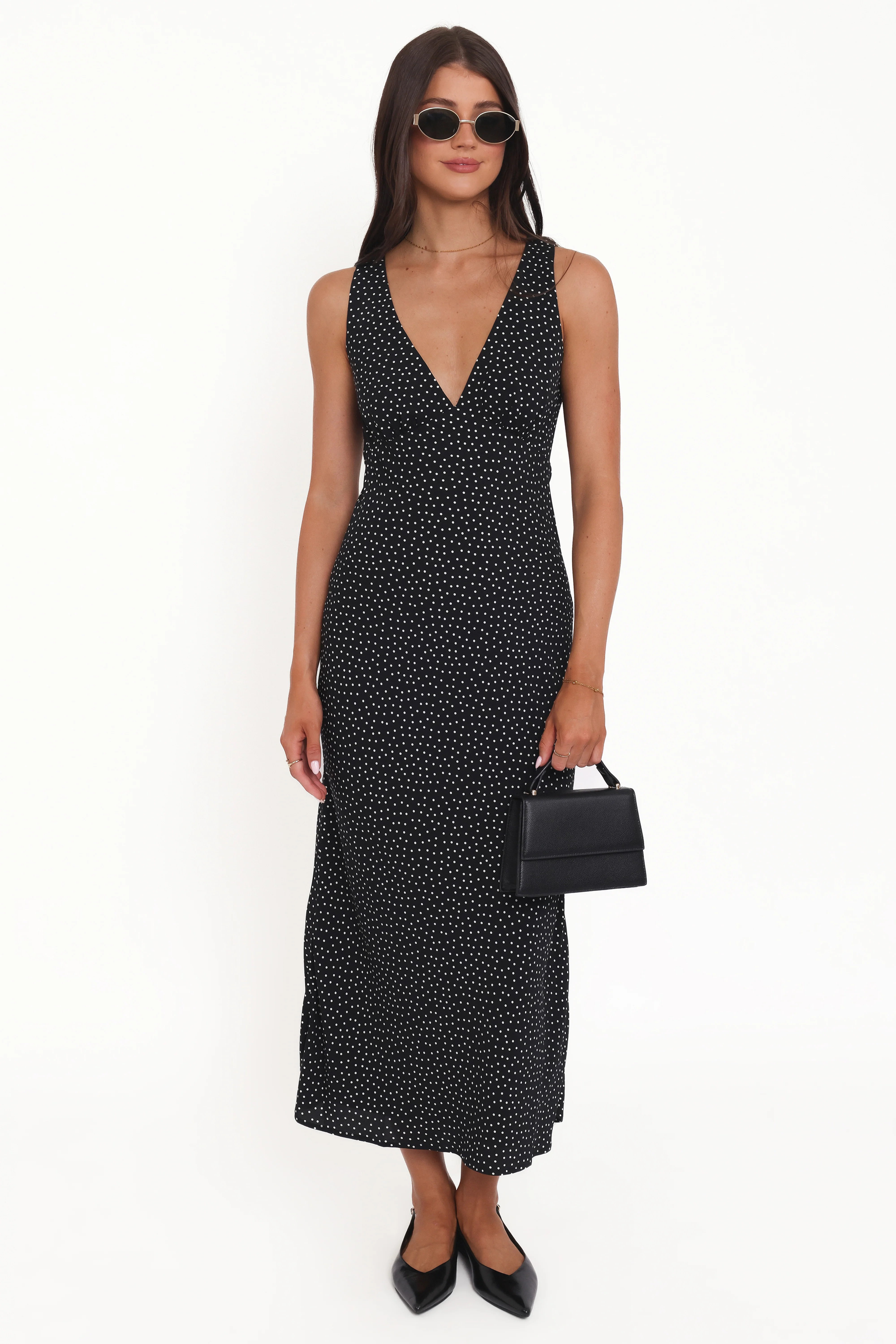 Mirae Maxi Dress - Black Polka Dot