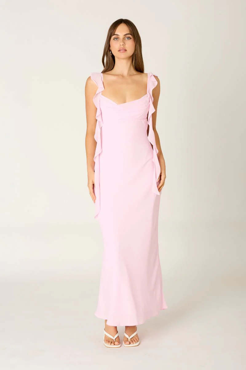 Waterfall Ruffle Maxi Dress