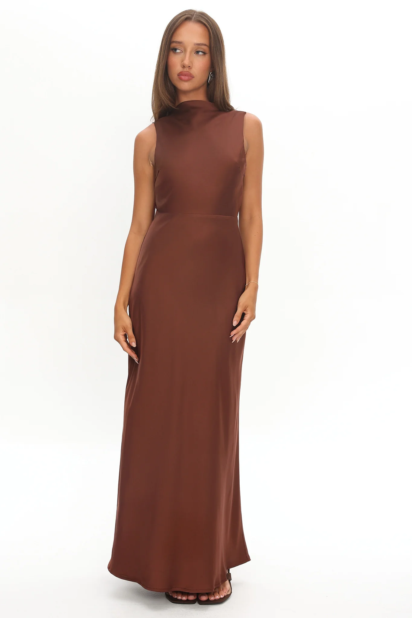 Effie Cowl Back Maxi Dress Cocoa - luluinthesky
