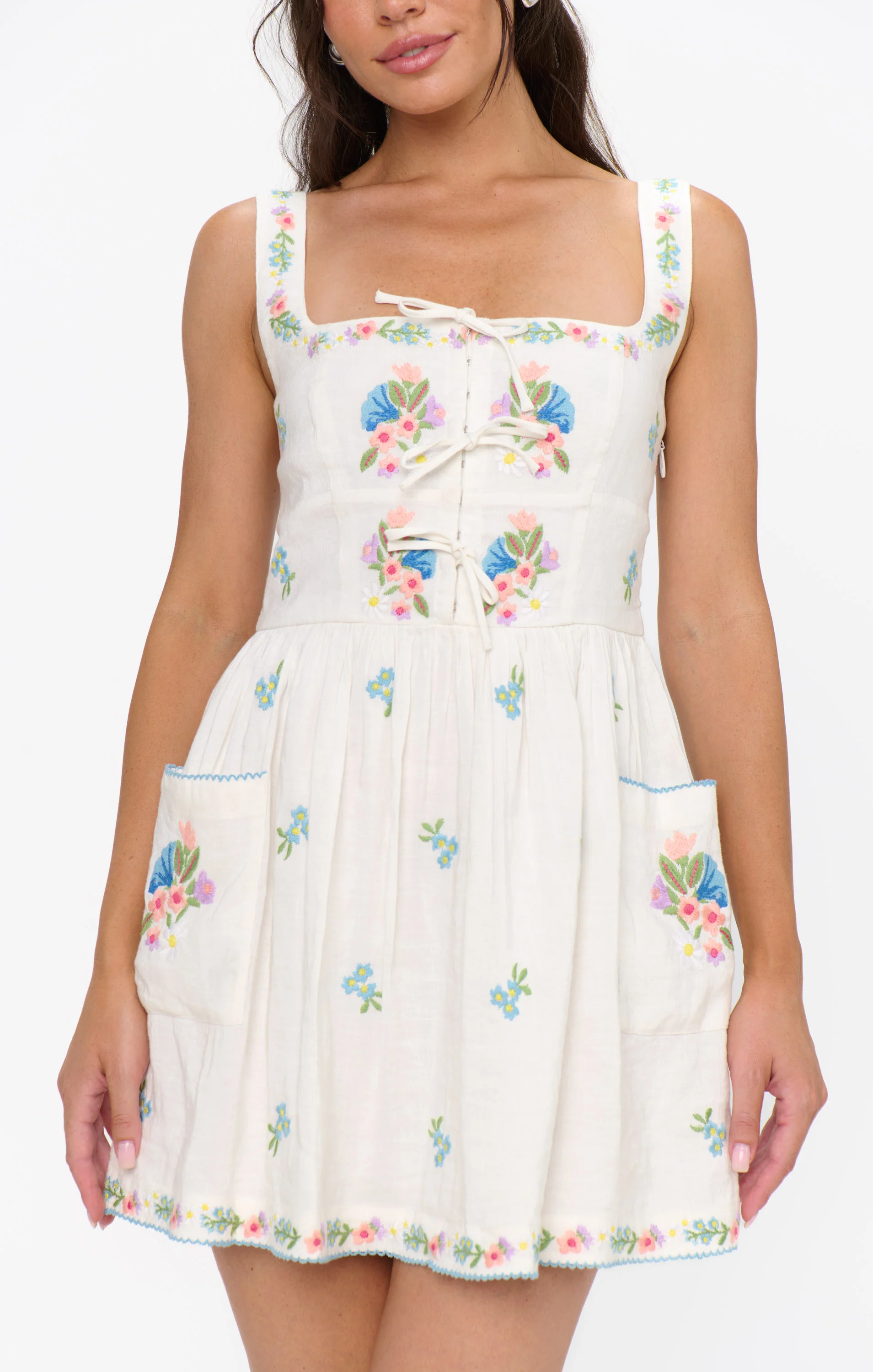 Demi Mini Dress ~ Wild Meadow Embroidery