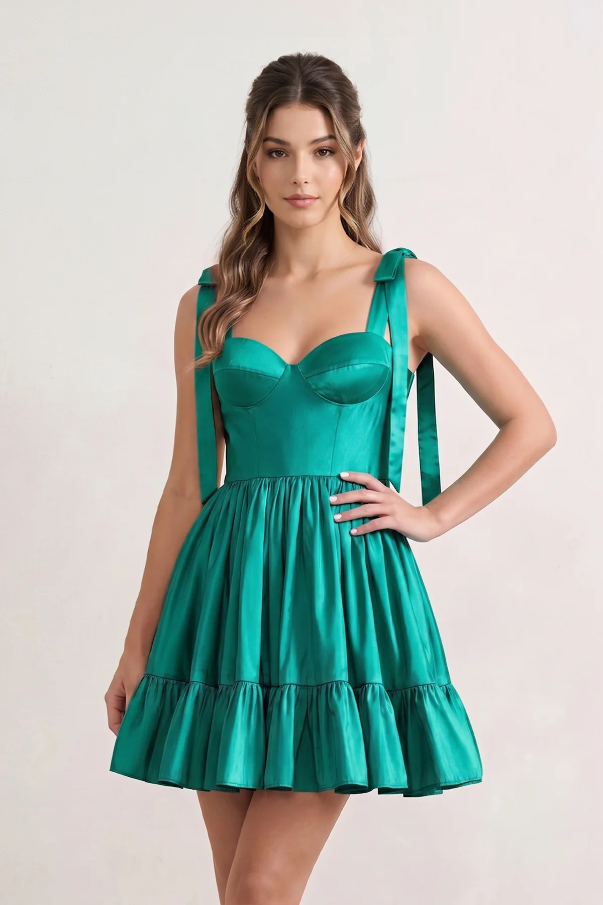 A-line Spaghetti Straps Homecoming Dress with Ruffle