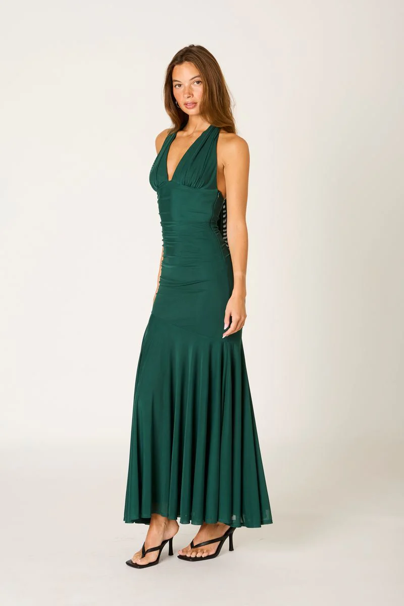 Stretch Mesh Halter Gown