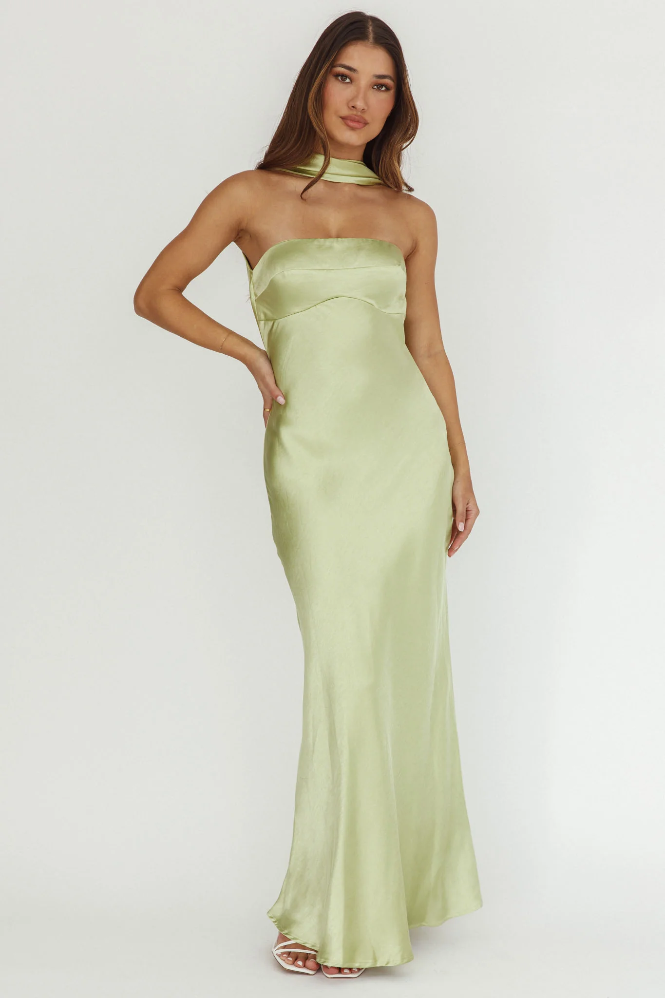 Damsel Reverse Halter Maxi Dress Pistachio