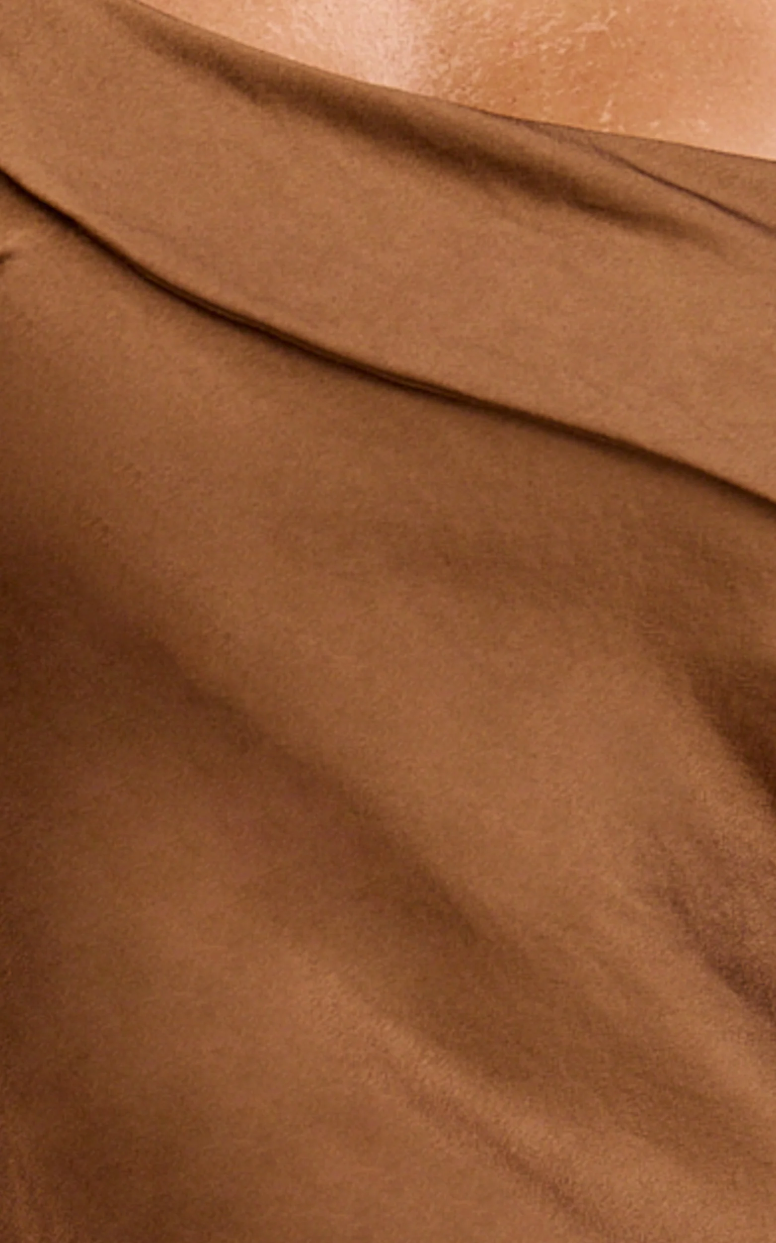 Calix Midi Dress - One Shoulder Slip Dress in Chocolate