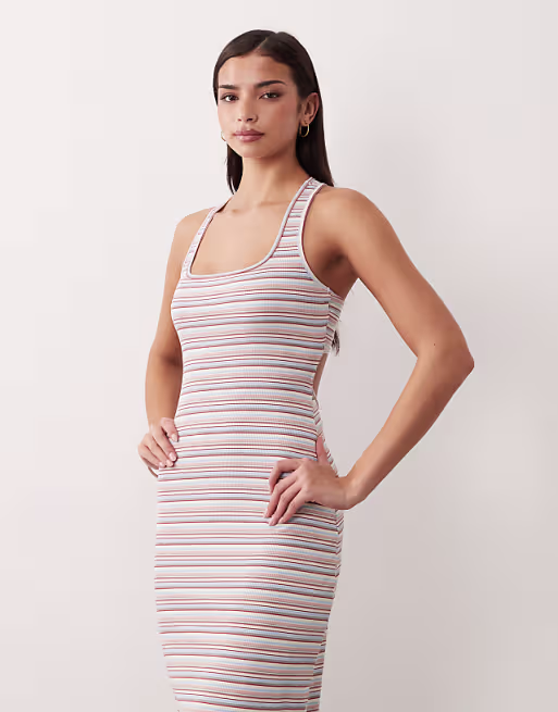 South Beach stripe jersey maxi dress in multi