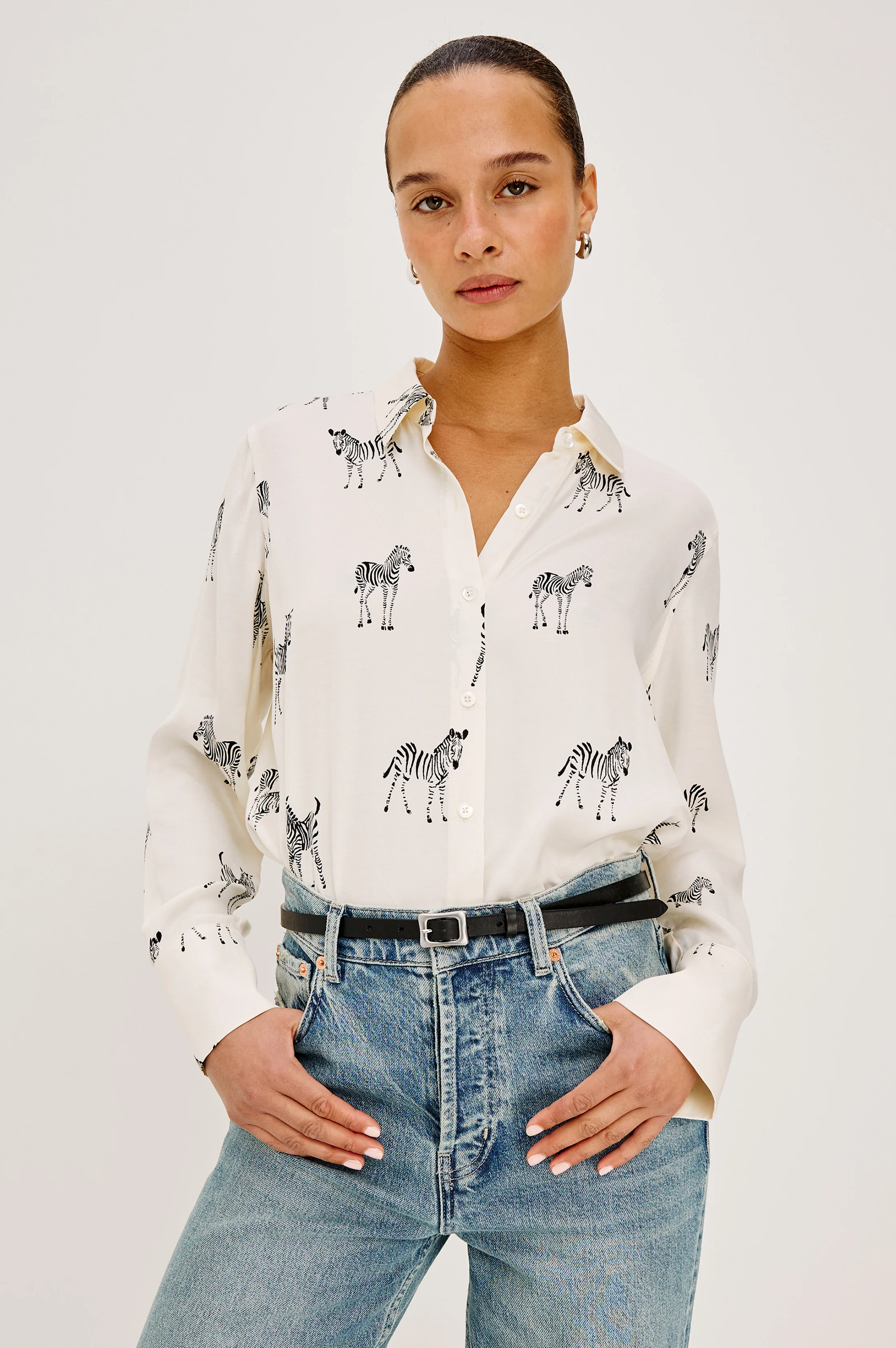 Saige Shirt - Ivory Zebra