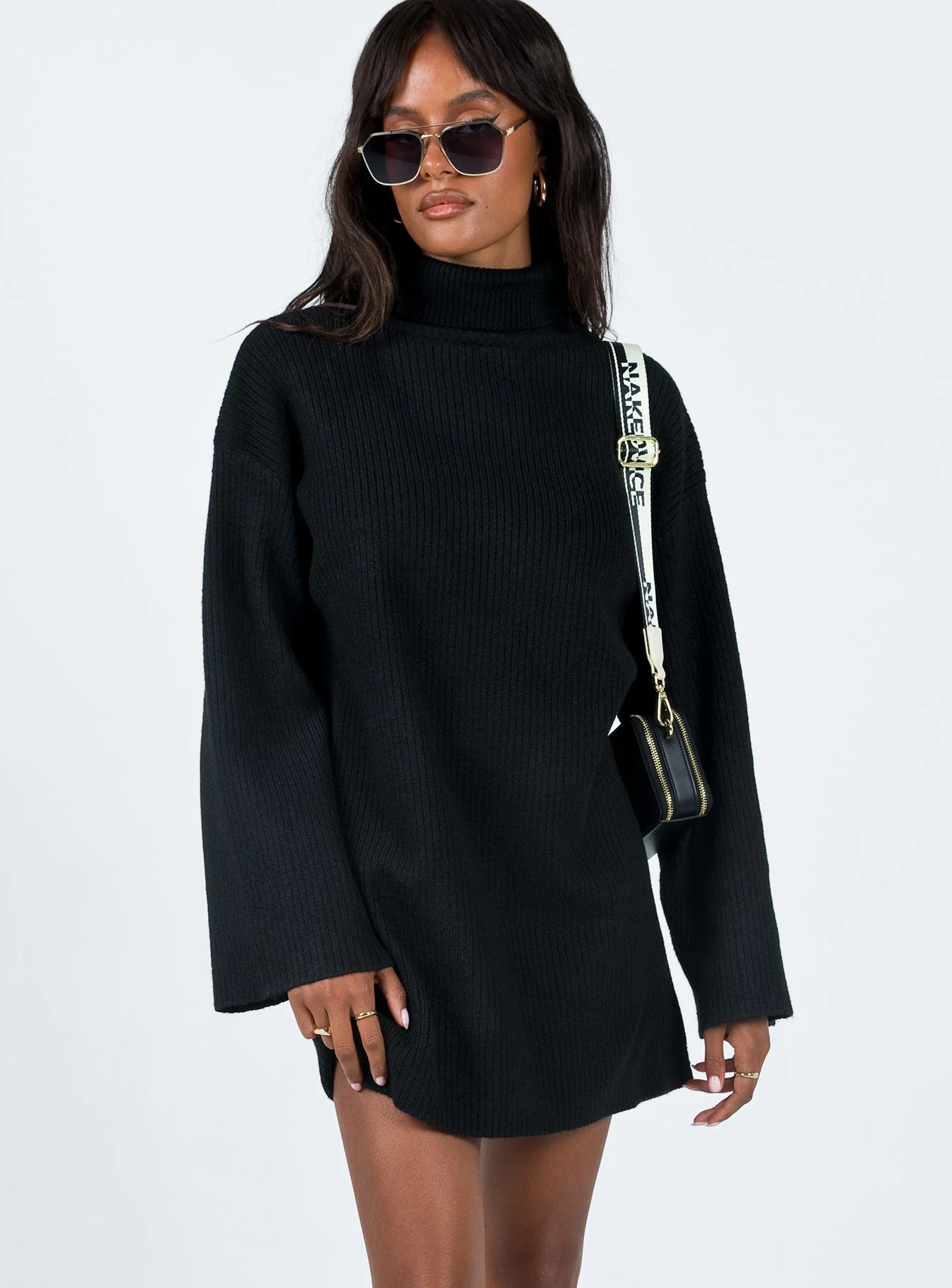 Sonelle Long Sleeve Knit Mini Dress Black