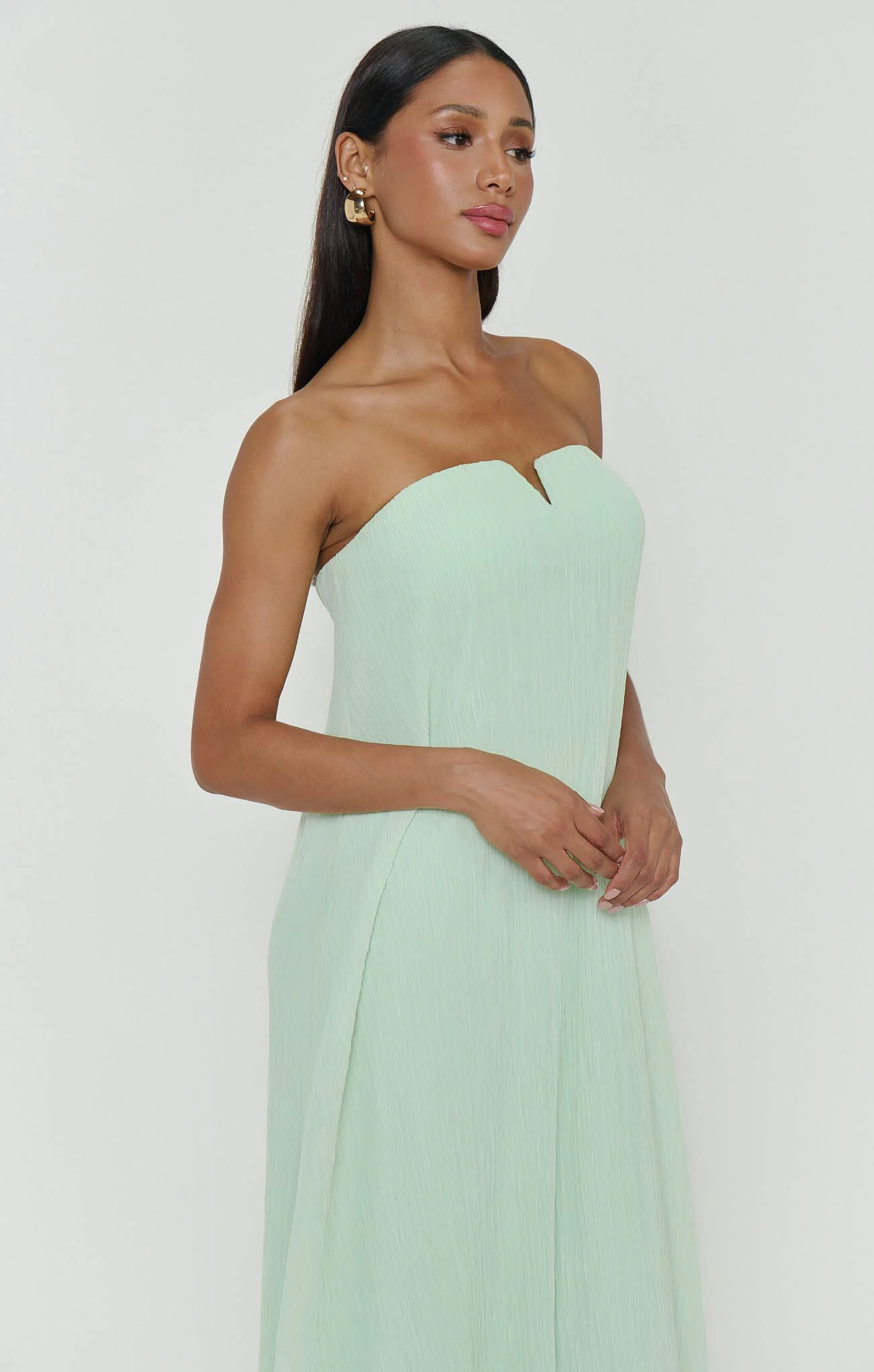 Athena Maxi Dress ~ Pistachio Pleated Chiffon