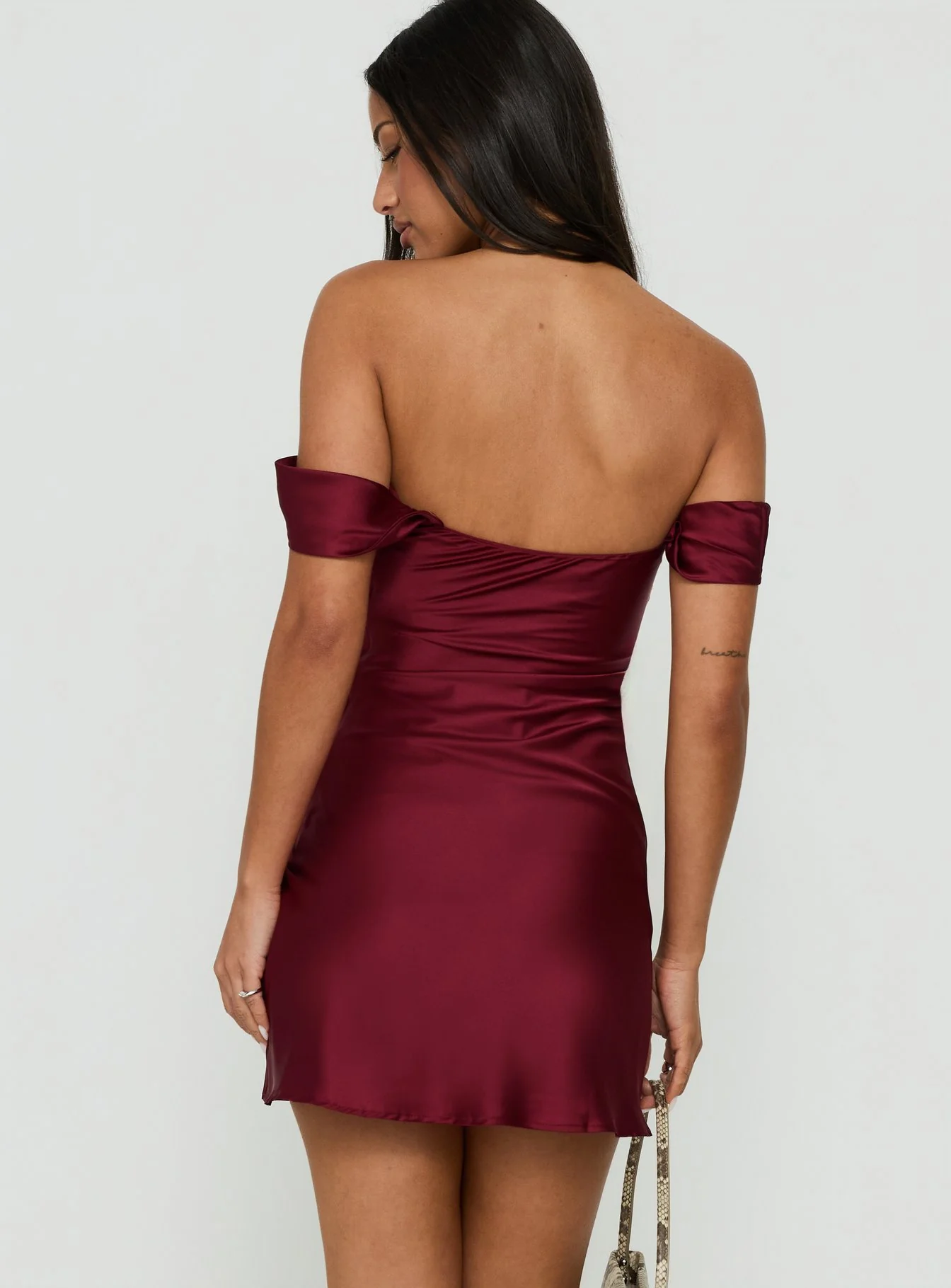 Zabbarra Off The Shoulder Mini Dress Burgundy