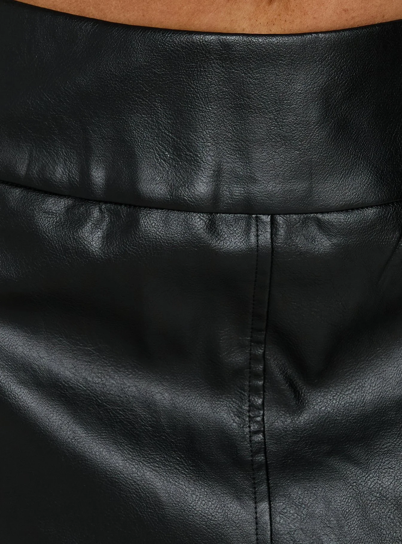 Evah Faux Leather Pencil Midi Skirt Black