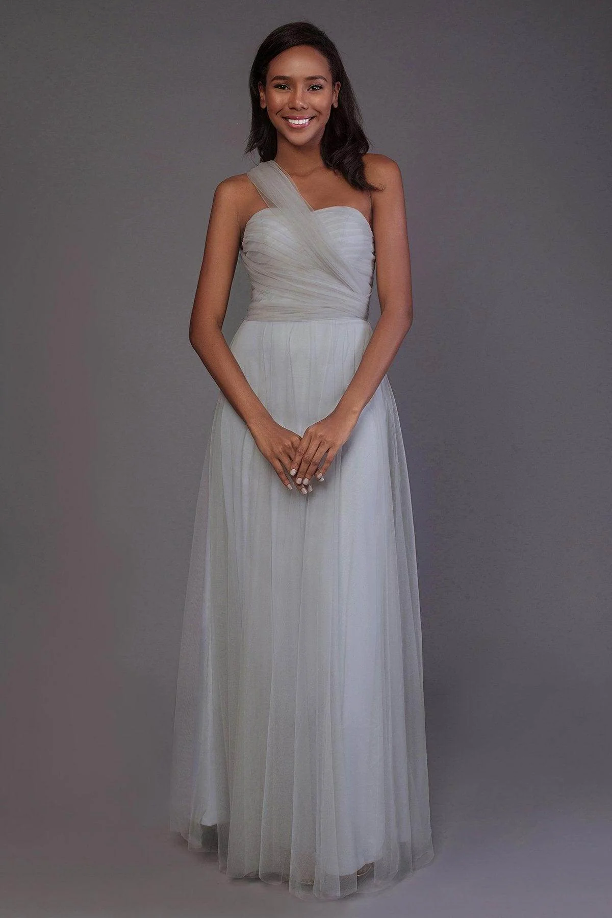 Sheath-Column Floor Length Tulle Bridesmaid Dress PR3502