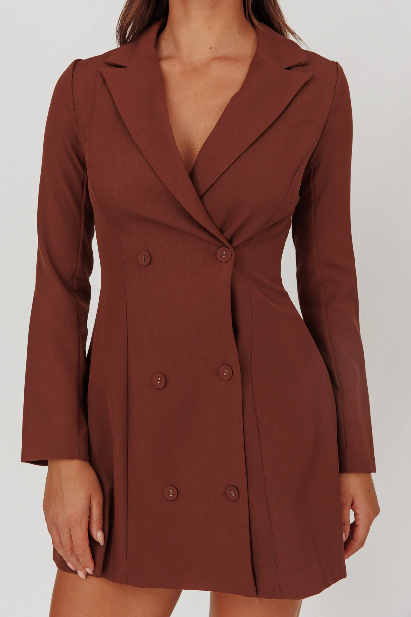 Austria Double Breasted Mini Dress Chocolate