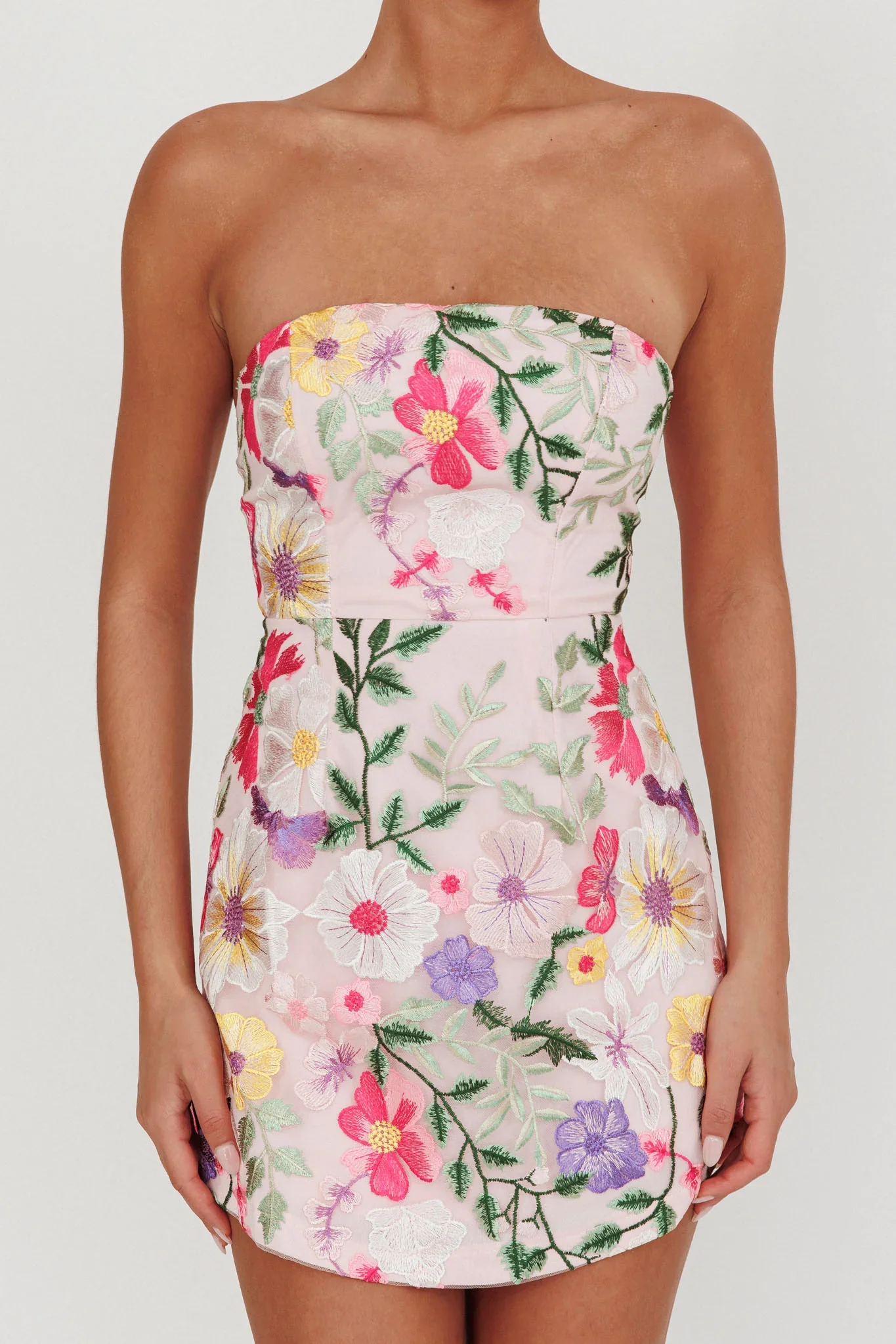 Entered The Chat Strapless Mini Dress Multi