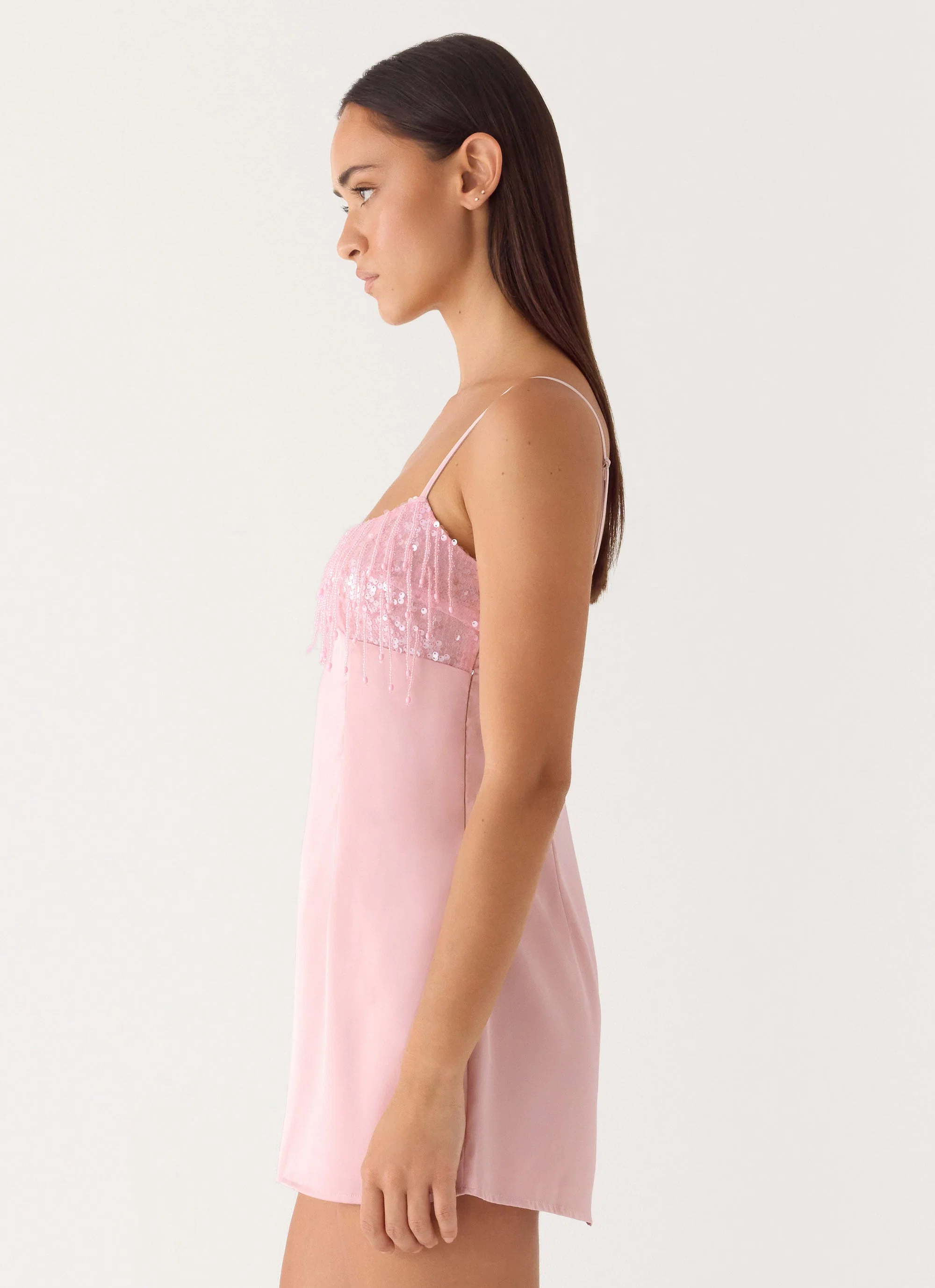 Siren Sequin Beaded Mini Dress - Pink