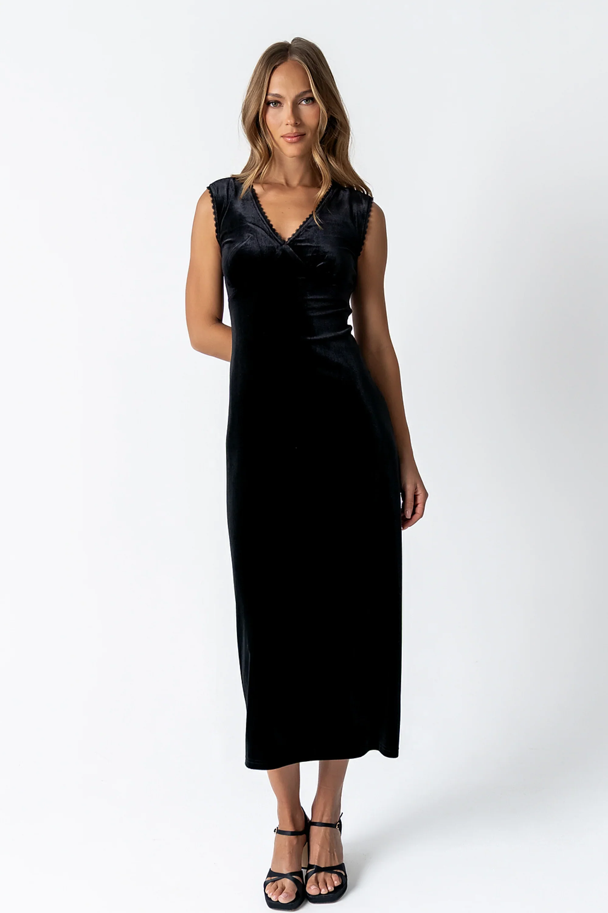 Kalani Velvet Maxi Dress in Black