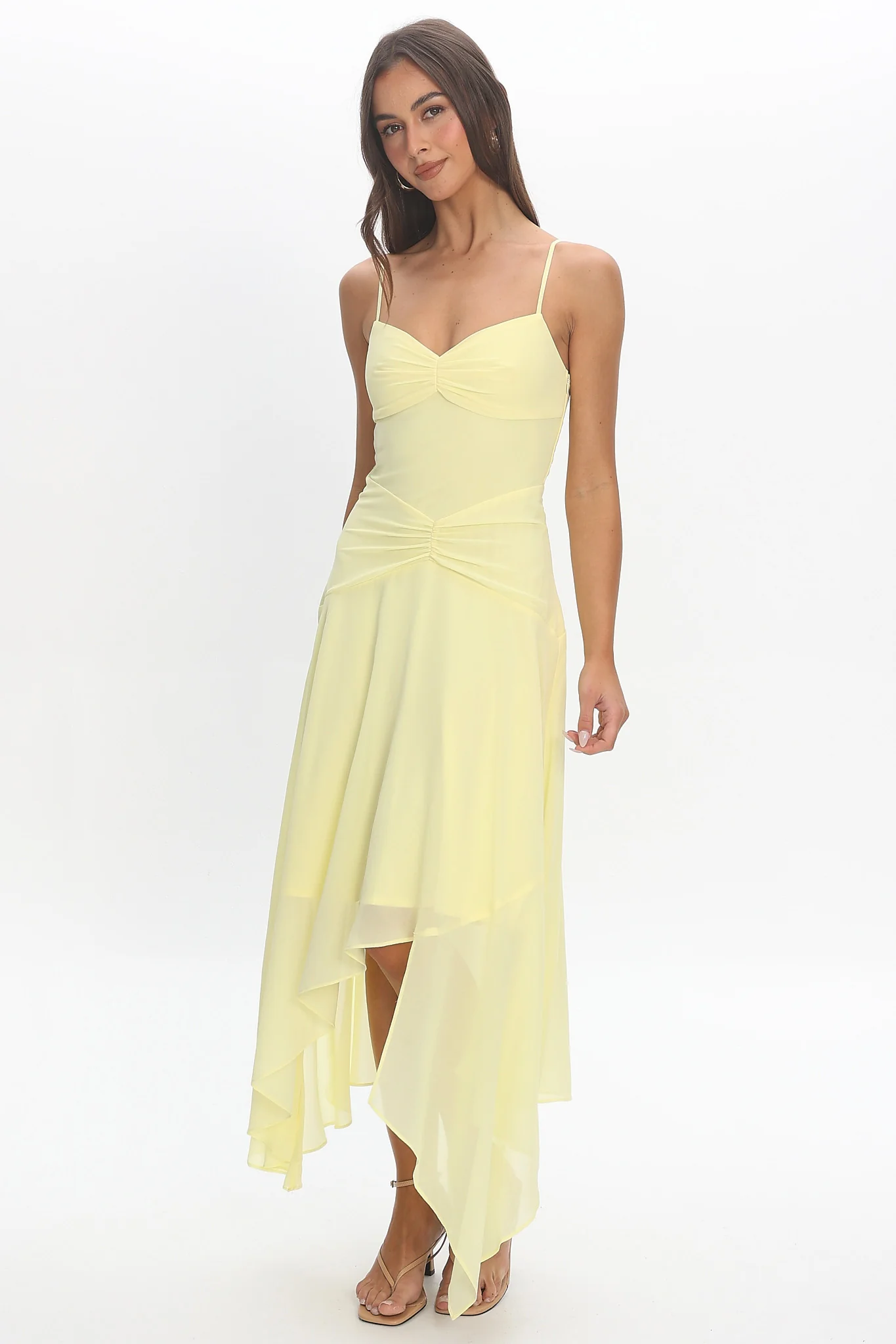 Formentera Asymmetric Midi Dress Baby Yellow