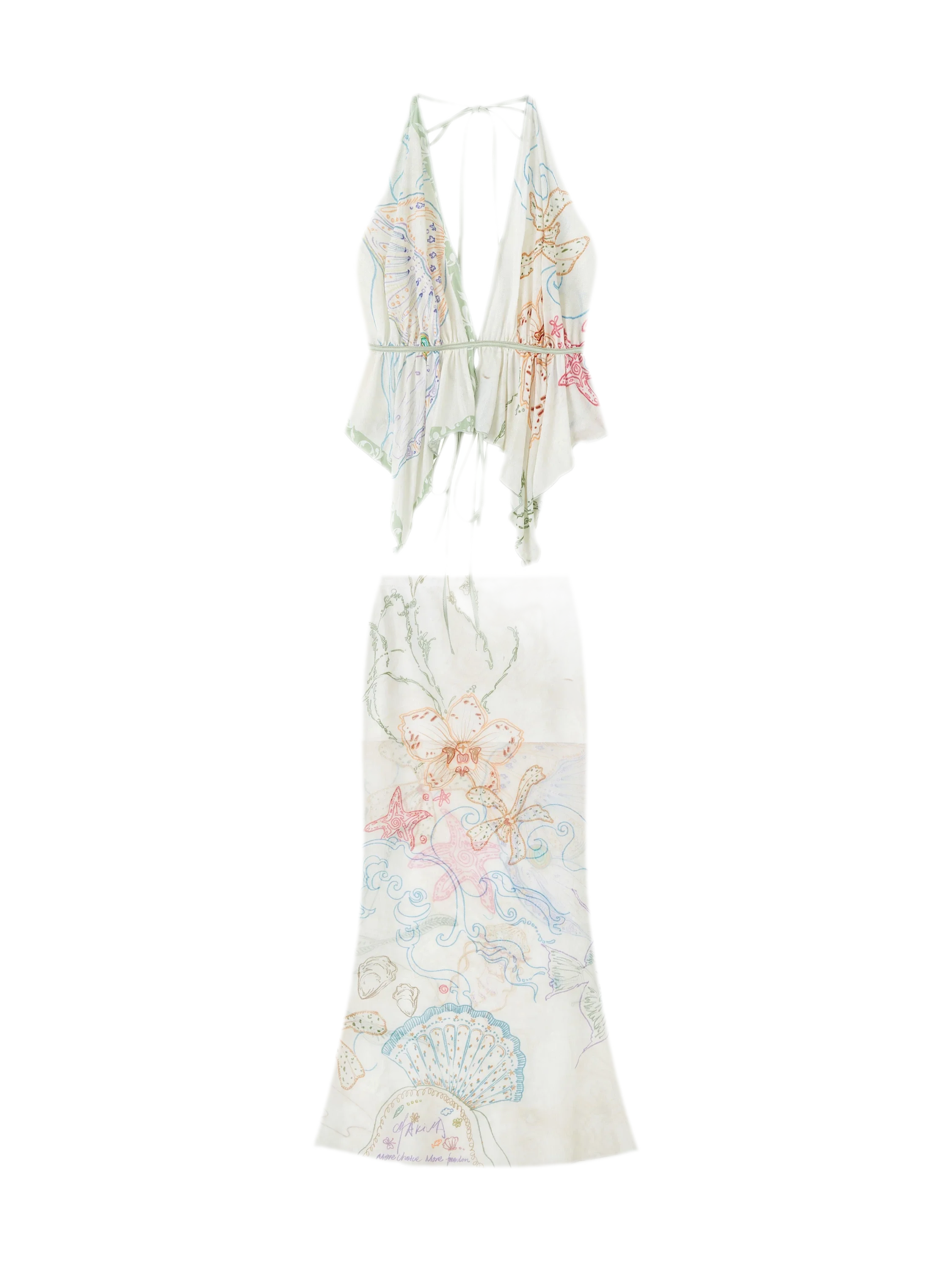 Island Climate Printed Mesh Camisole & Skirt Set