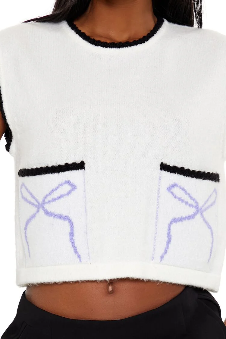 Cropped Bow Sweater Vest
