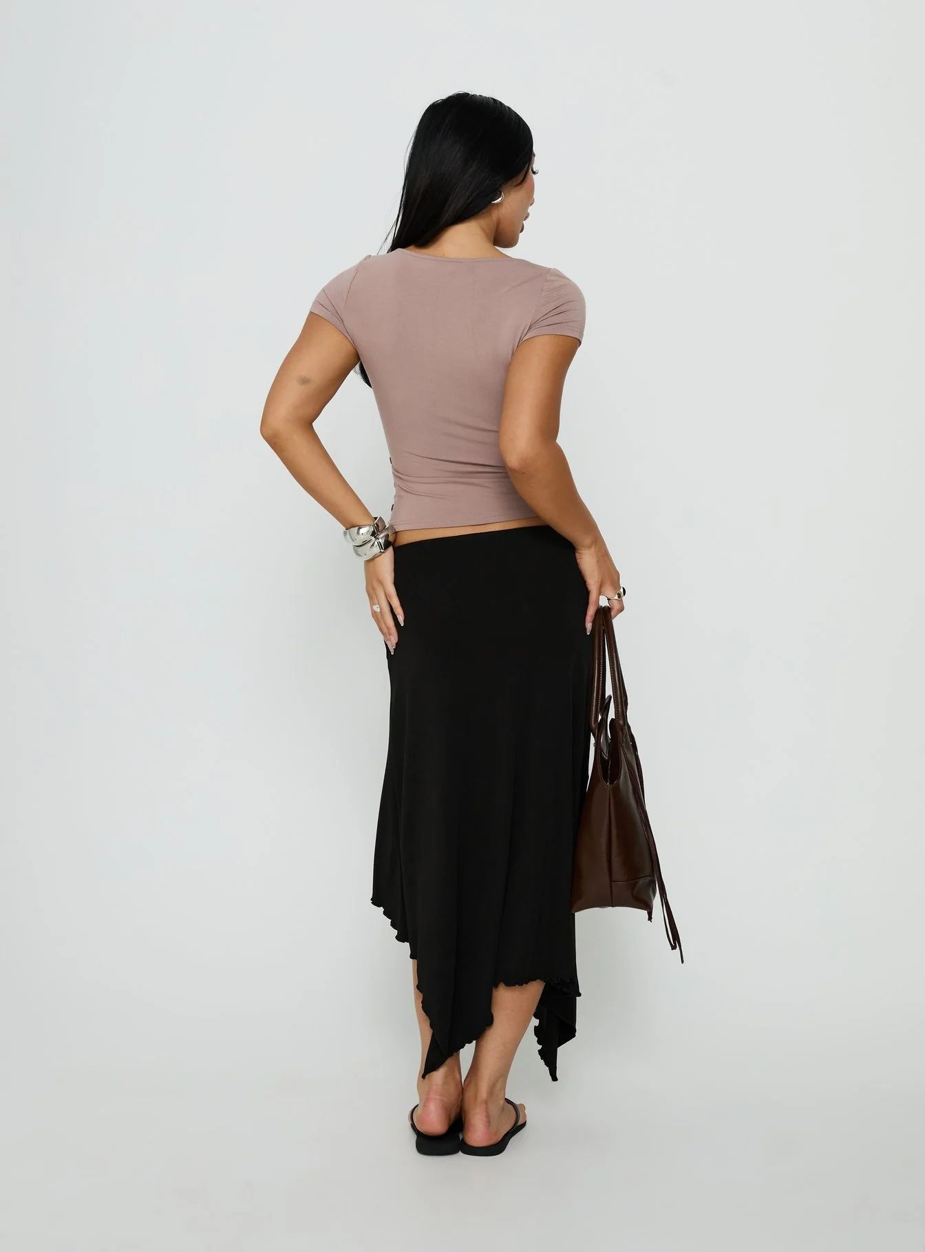 Futura Asymmetrical Midi Skirt Black