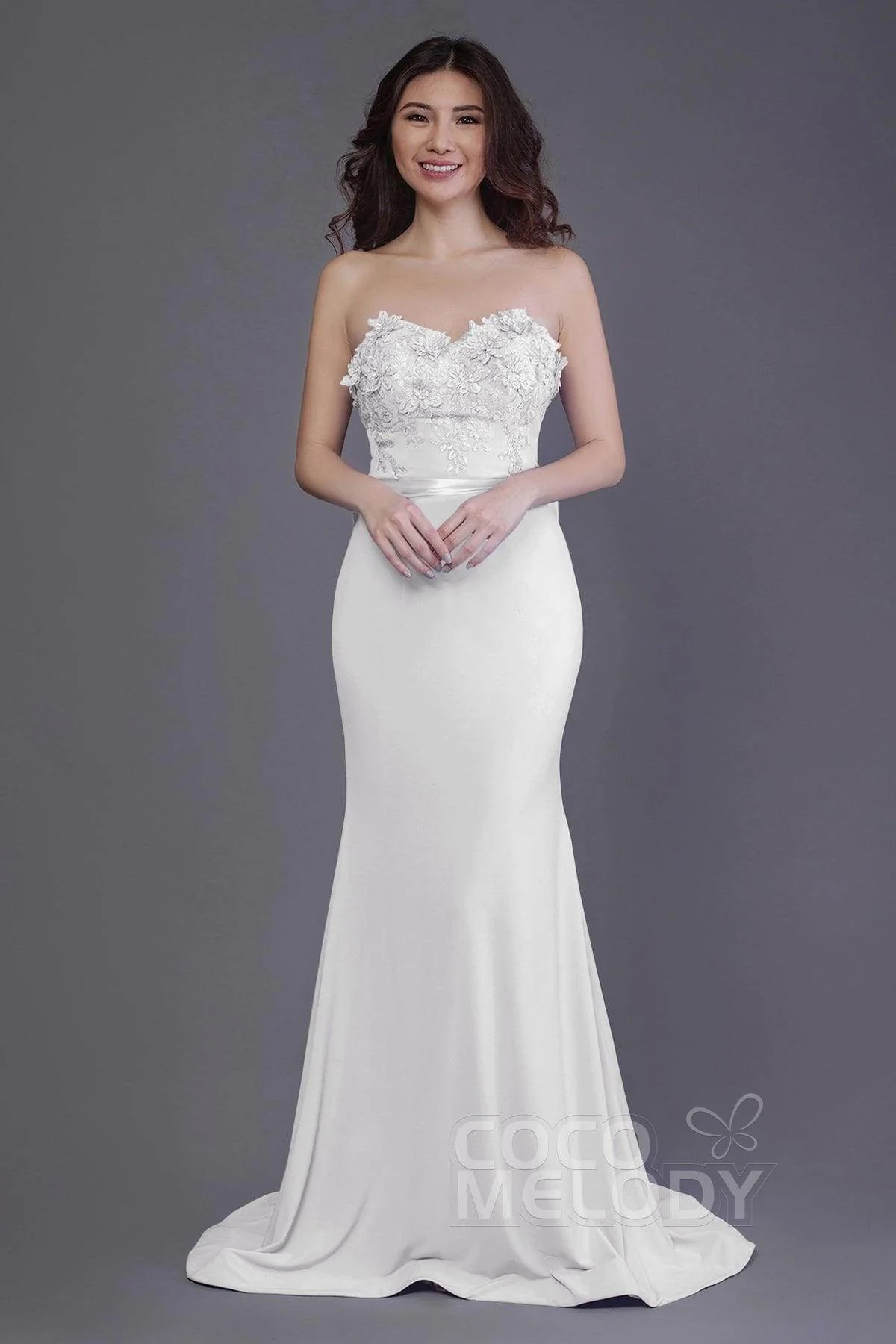 Mermaid Sweep Train Knitted Fabric Bridesmaid Dress PR3484