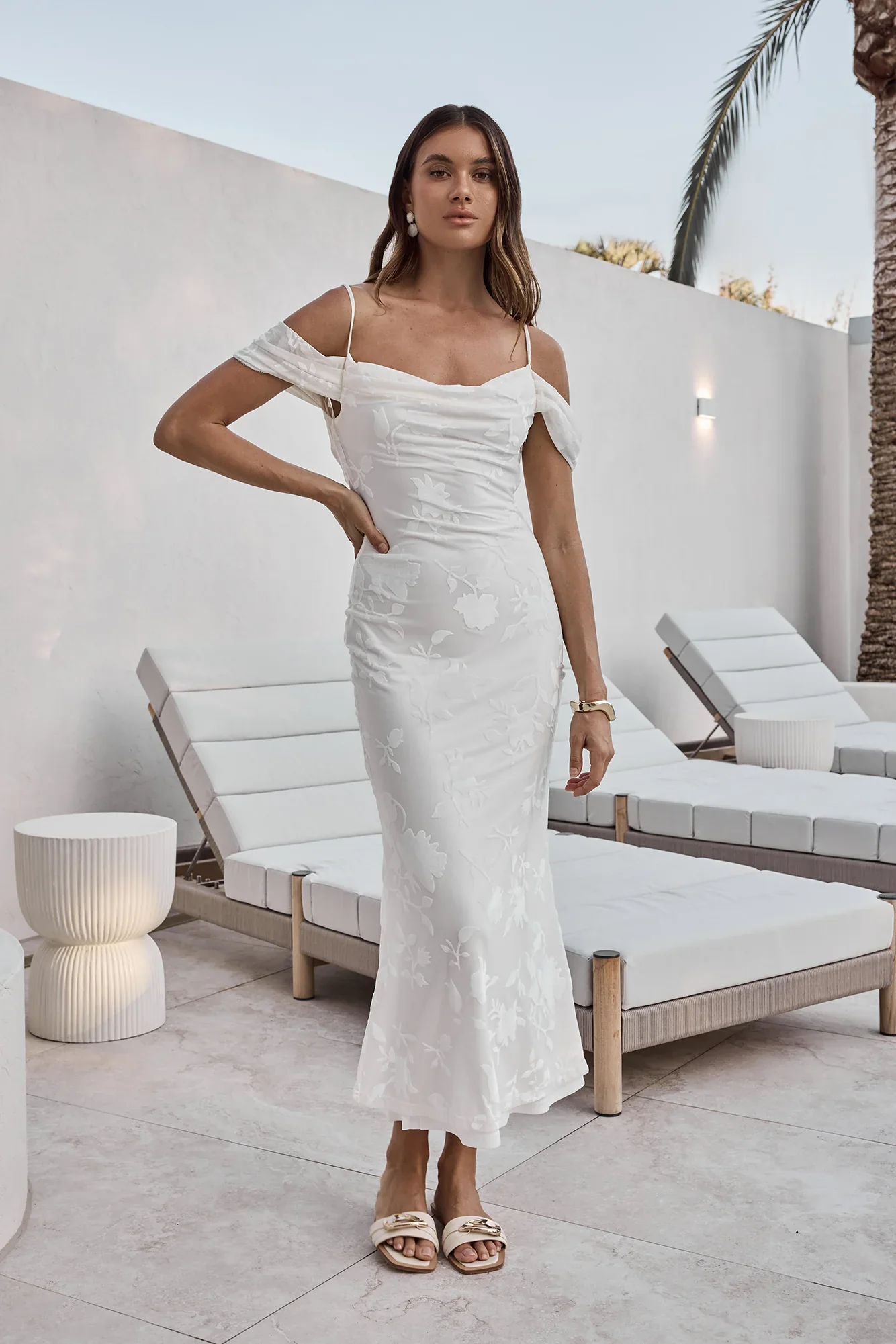 Tropical Tide Maxi Dress White