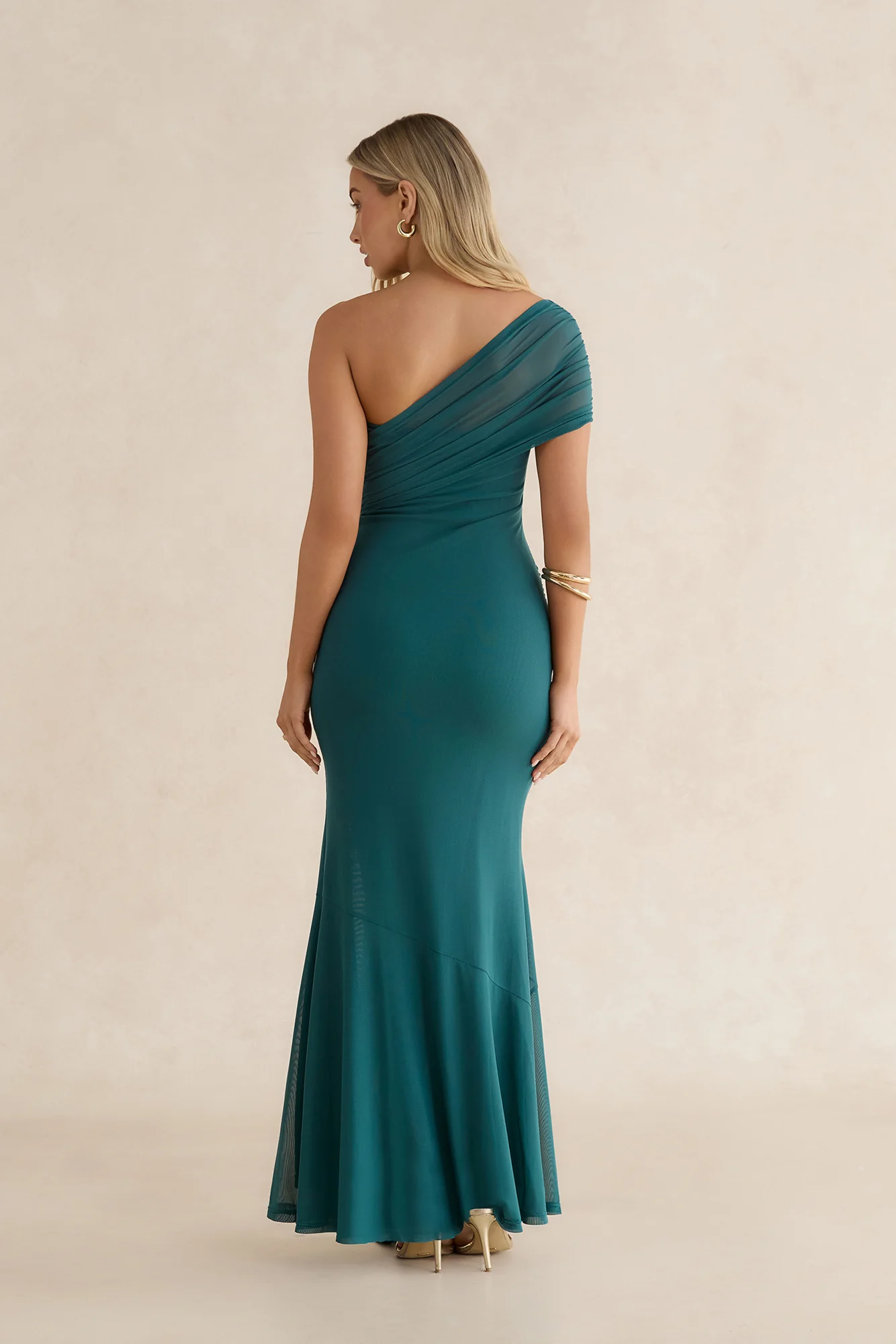 Serenade Me Draped Mesh Maxi Dress Teal