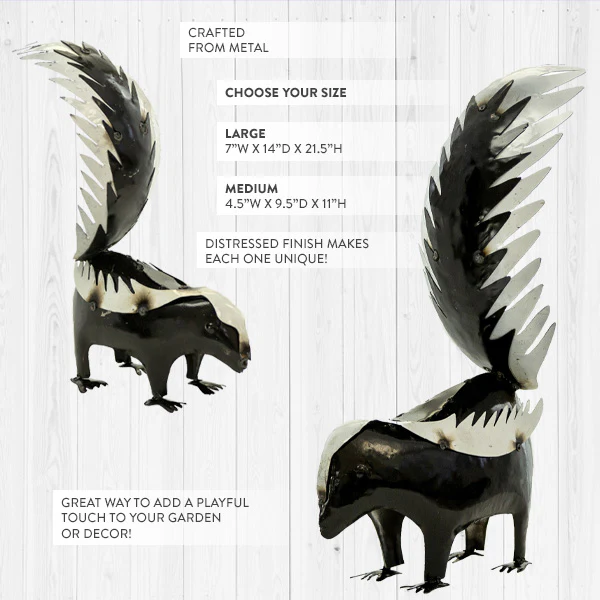 Handmade Rustic Metal Skunk, Pick Your Size