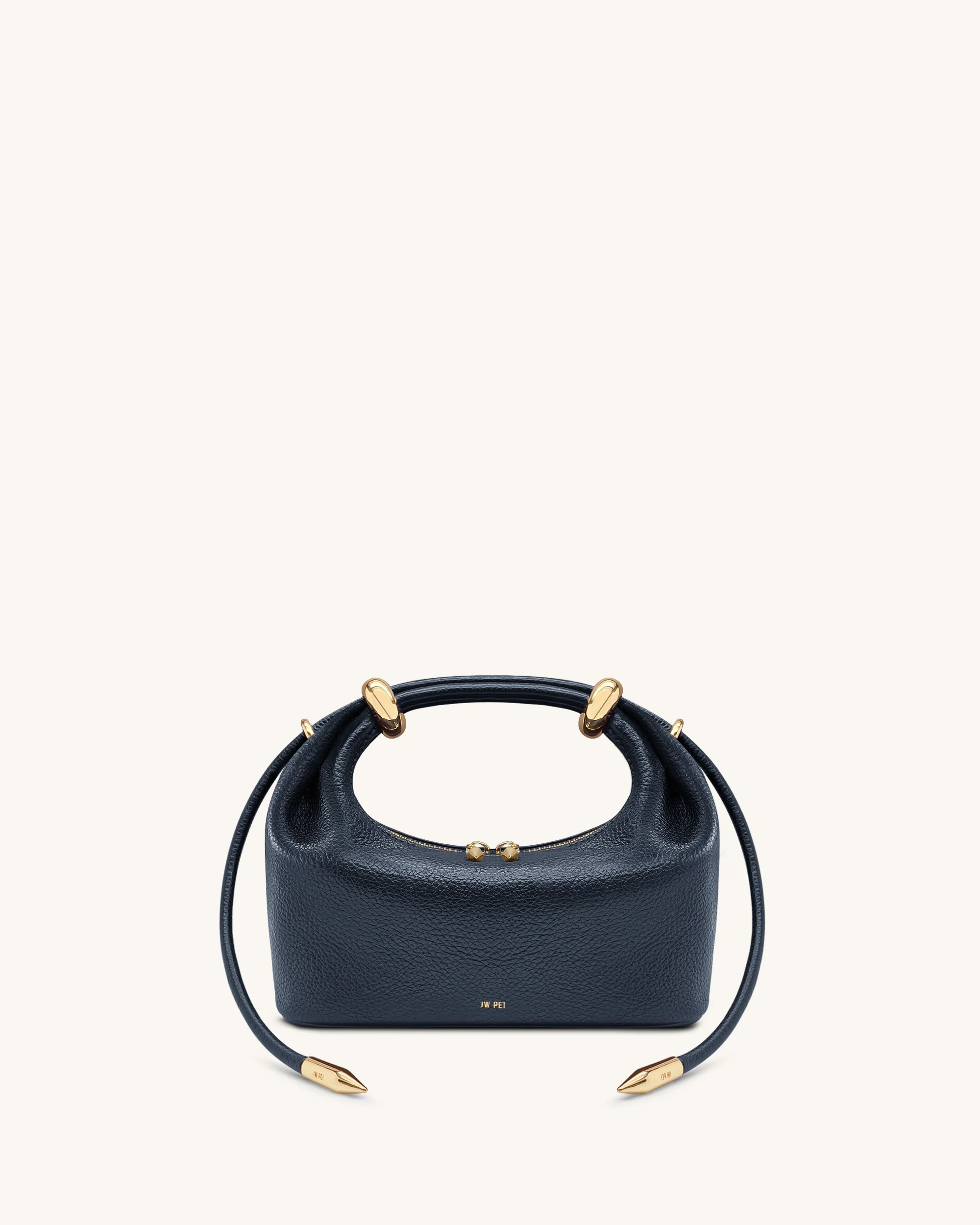 Ellie Metal Ring Embellished Top Handle Bag - Navy
