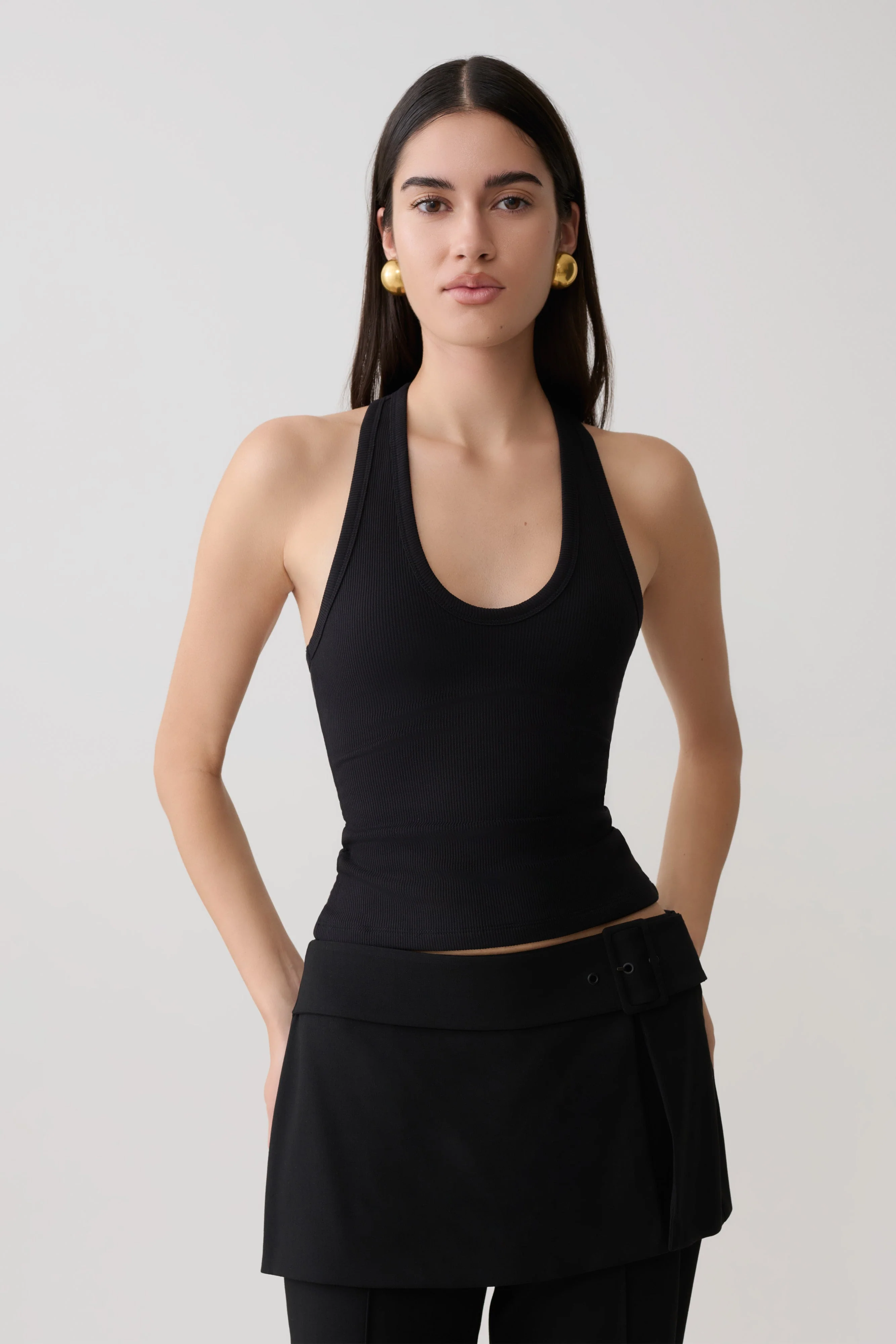 Actress Ribbed Tank - Black