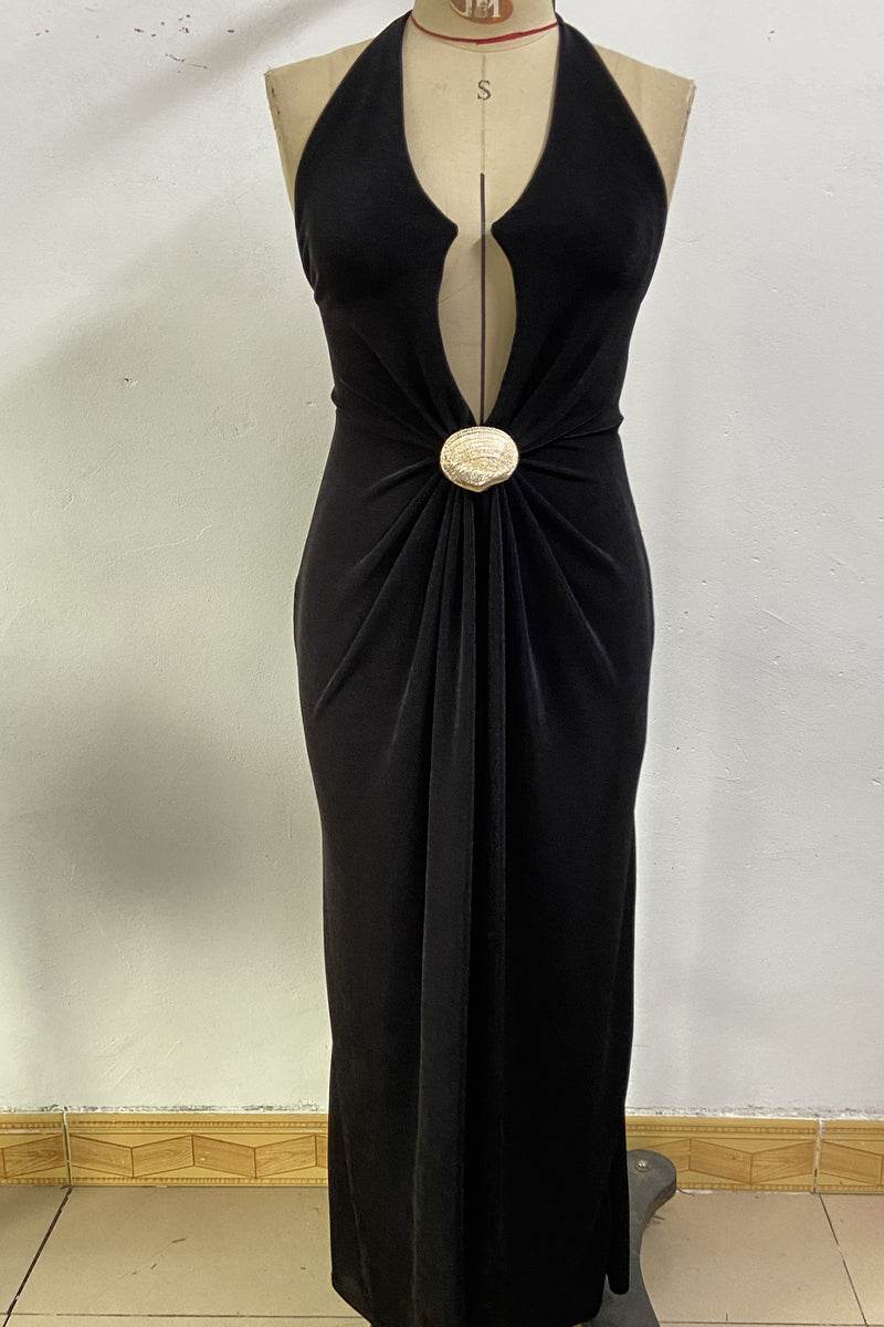 Sheath-Column Maxi Velvet Dress 968509309151