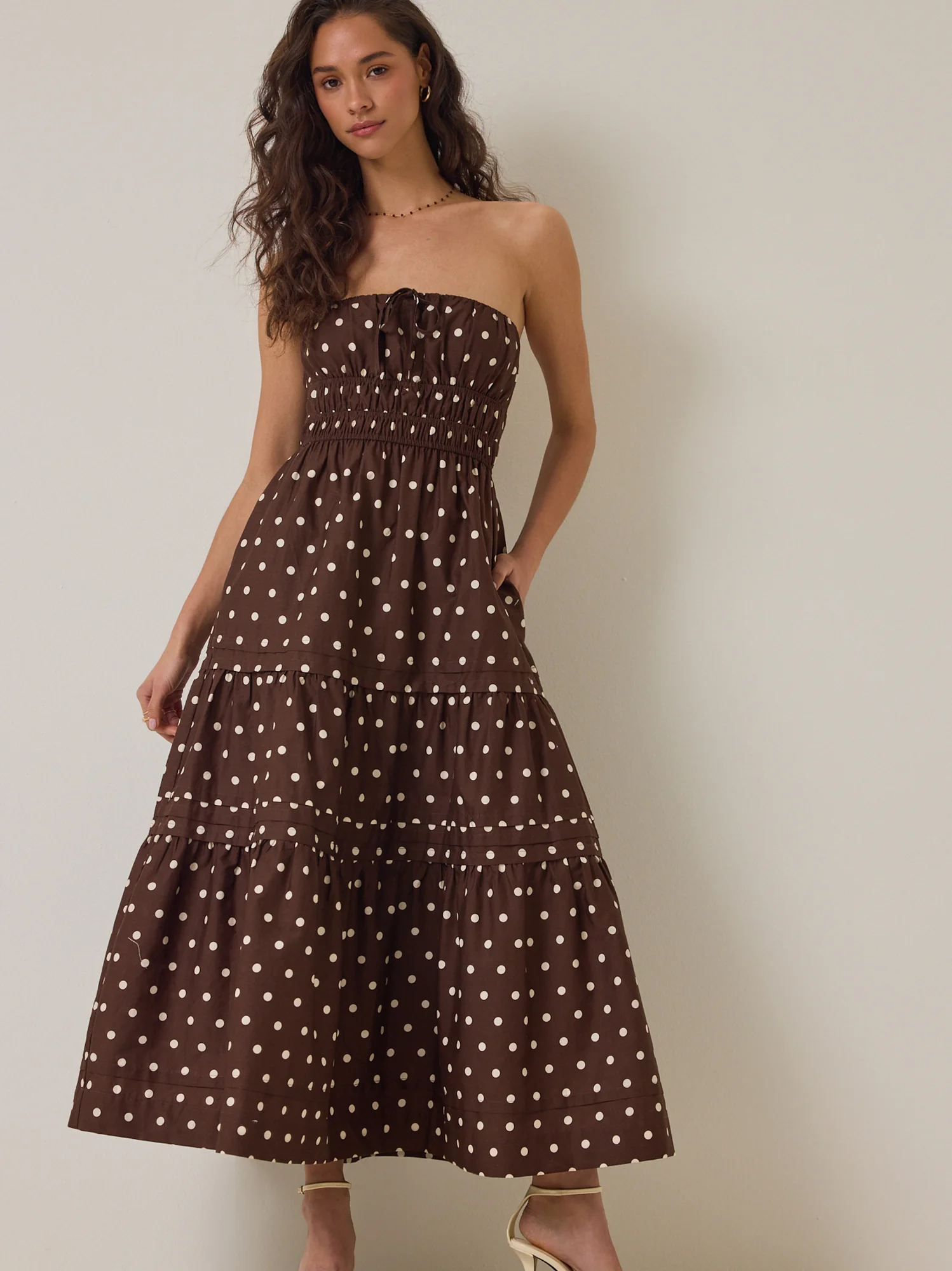 Johanna Strapless Polka Dot Maxi Dress