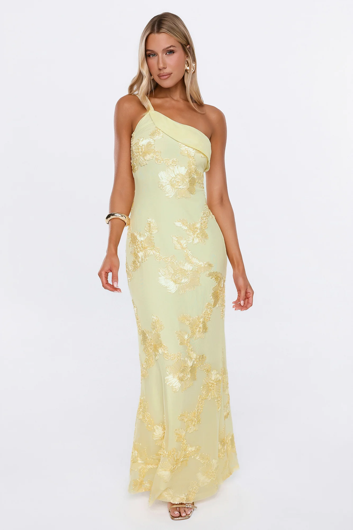 It Girl Energy One Shoulder Maxi Dress Yellow