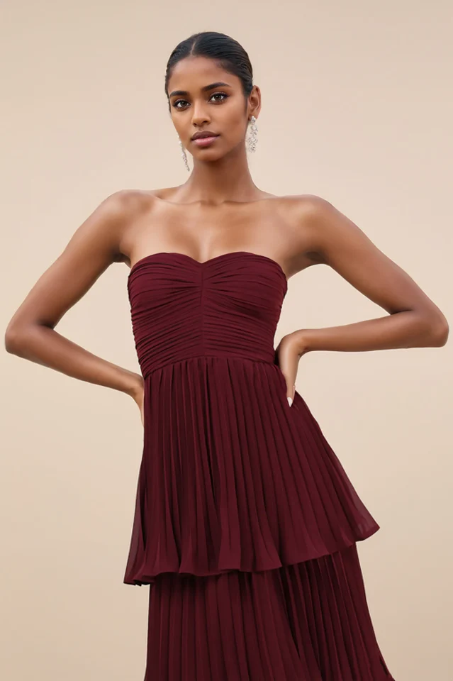 Anastasia Strapless Tiered Chiffon Maxi Dress