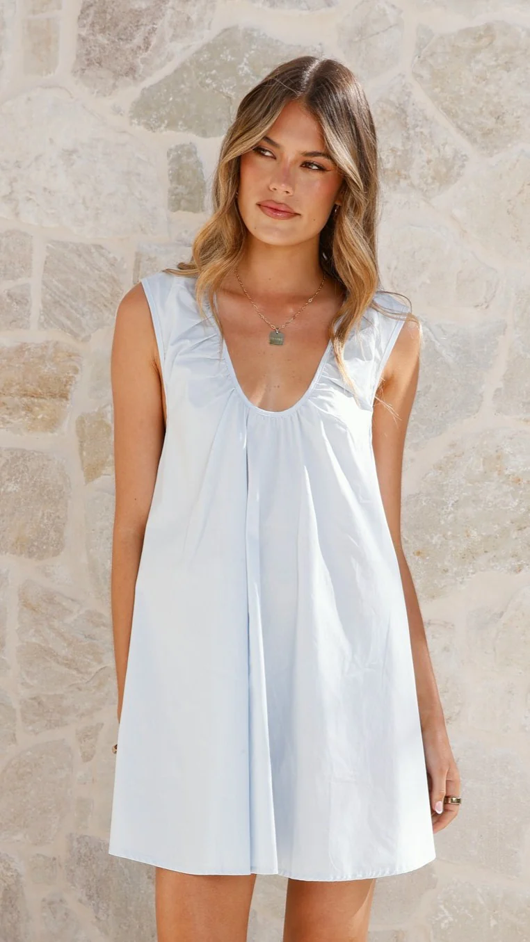 Vanessa Oversized Mini Dress - Blue